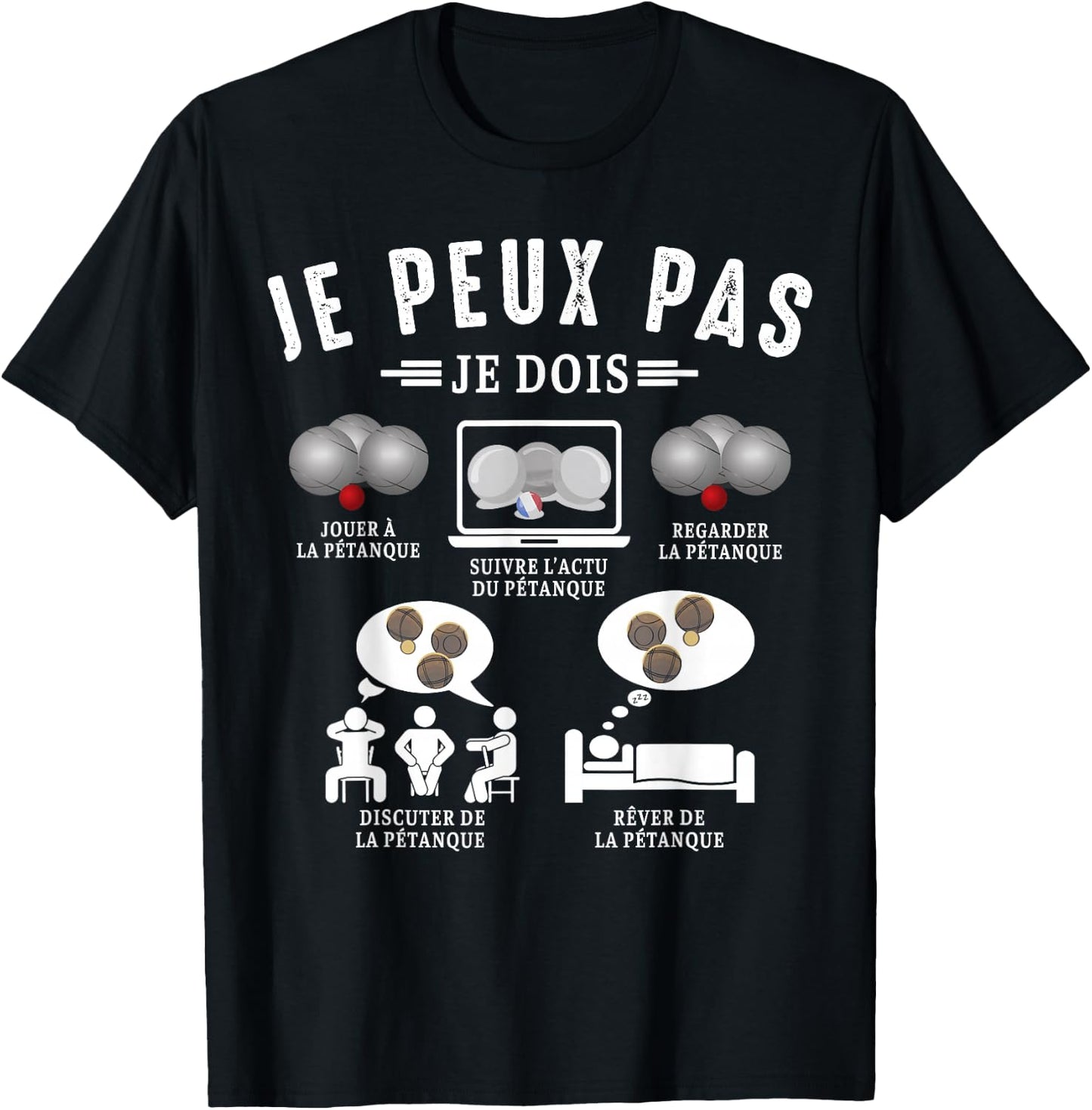 I can not I have the balls Boccia Ball Petanque Funny T-Shirt - T-Shirt | Black