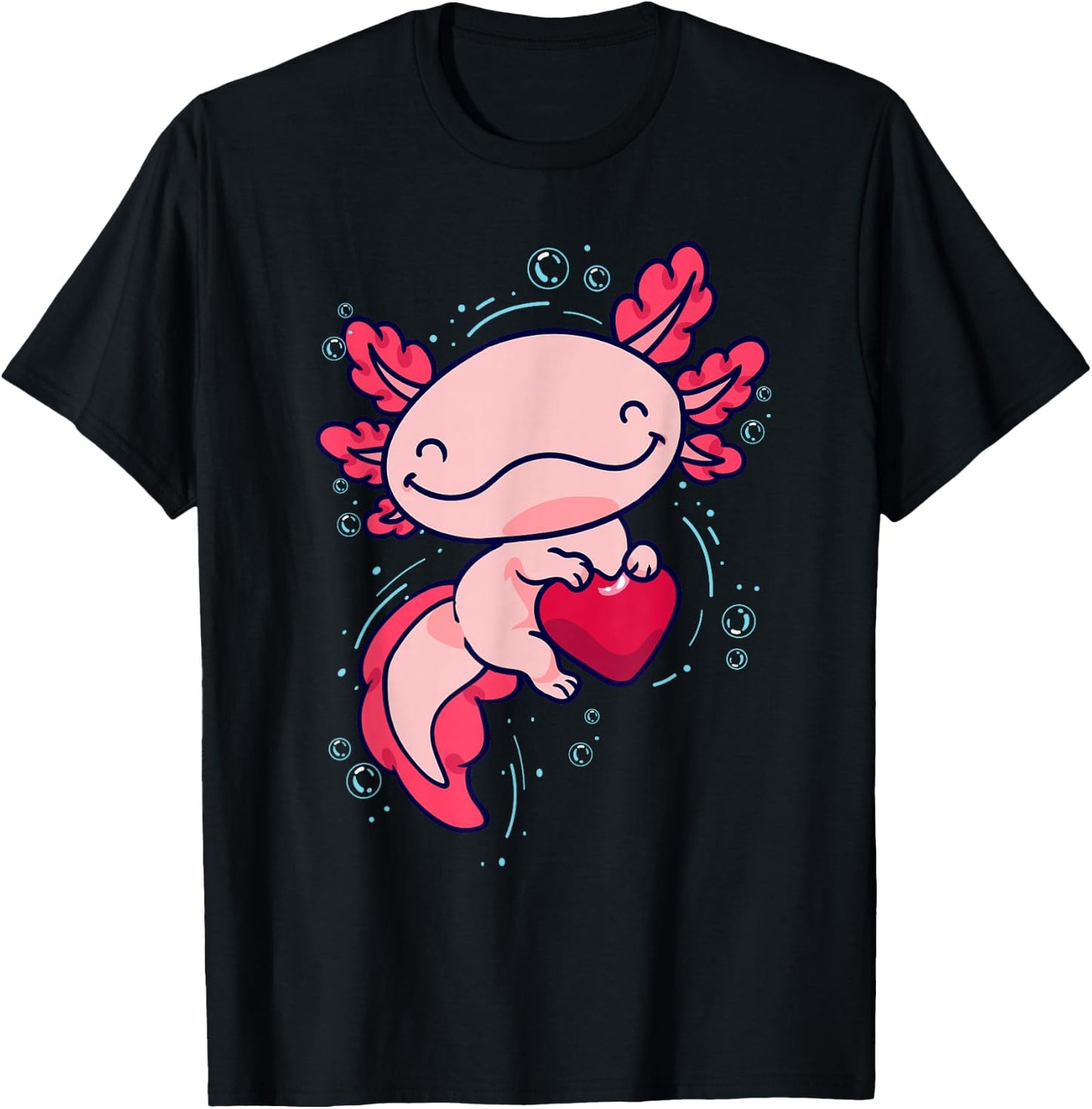Axolotl Shirt Axolotl Shirts For Girls Boys Kids Cute Heart T-Shirt - T-Shirt | Black