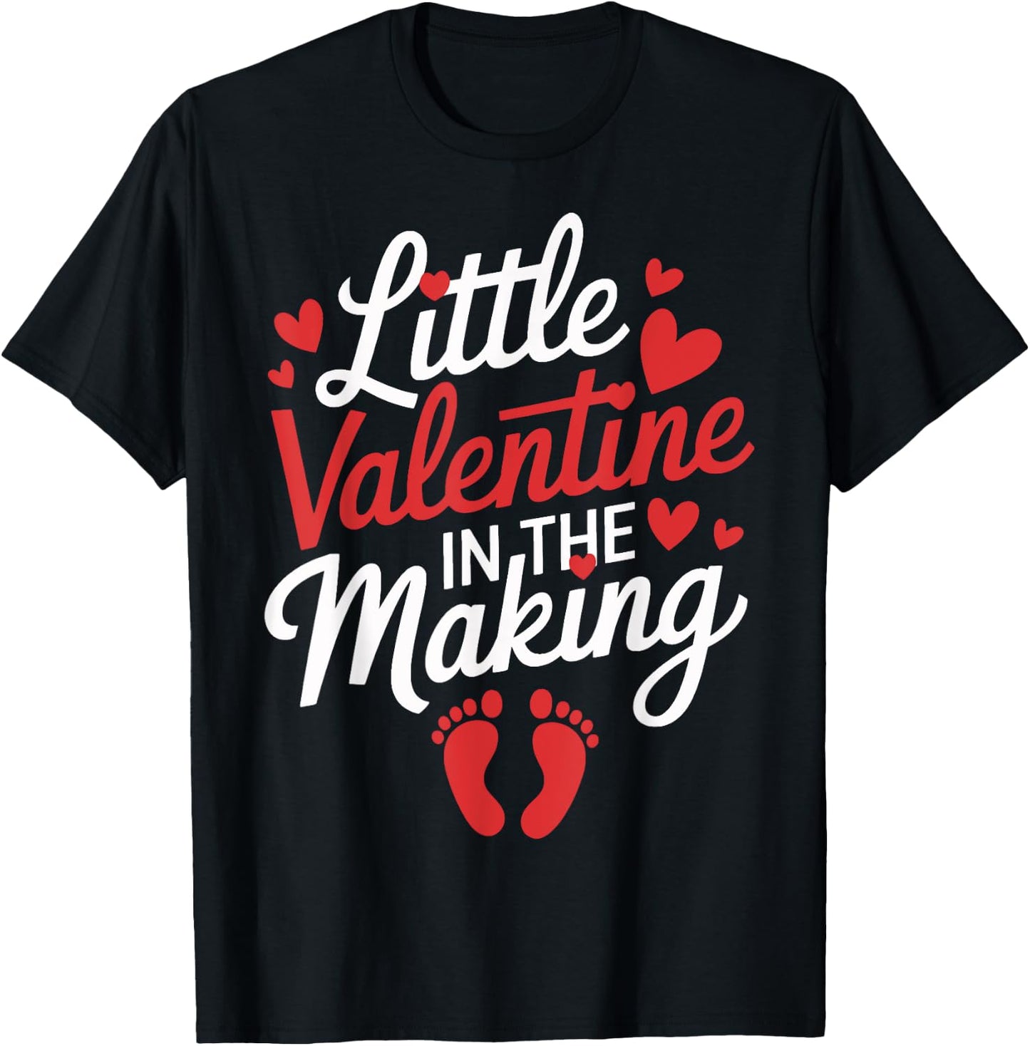 Little Valentine In The Making Pregnancy Announcement Reveal T-Shirt - T-Shirt | Black