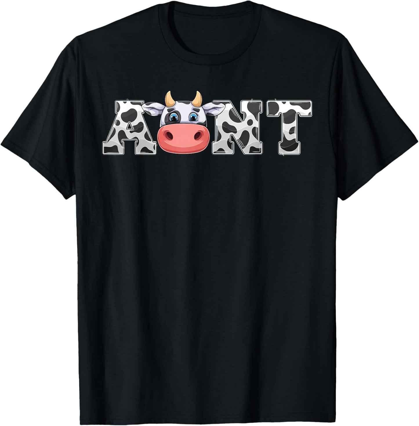 Aunt Cow Print Cowboy Animal Pattern Farmer Cow Aunt T-Shirt - T-Shirt | Black
