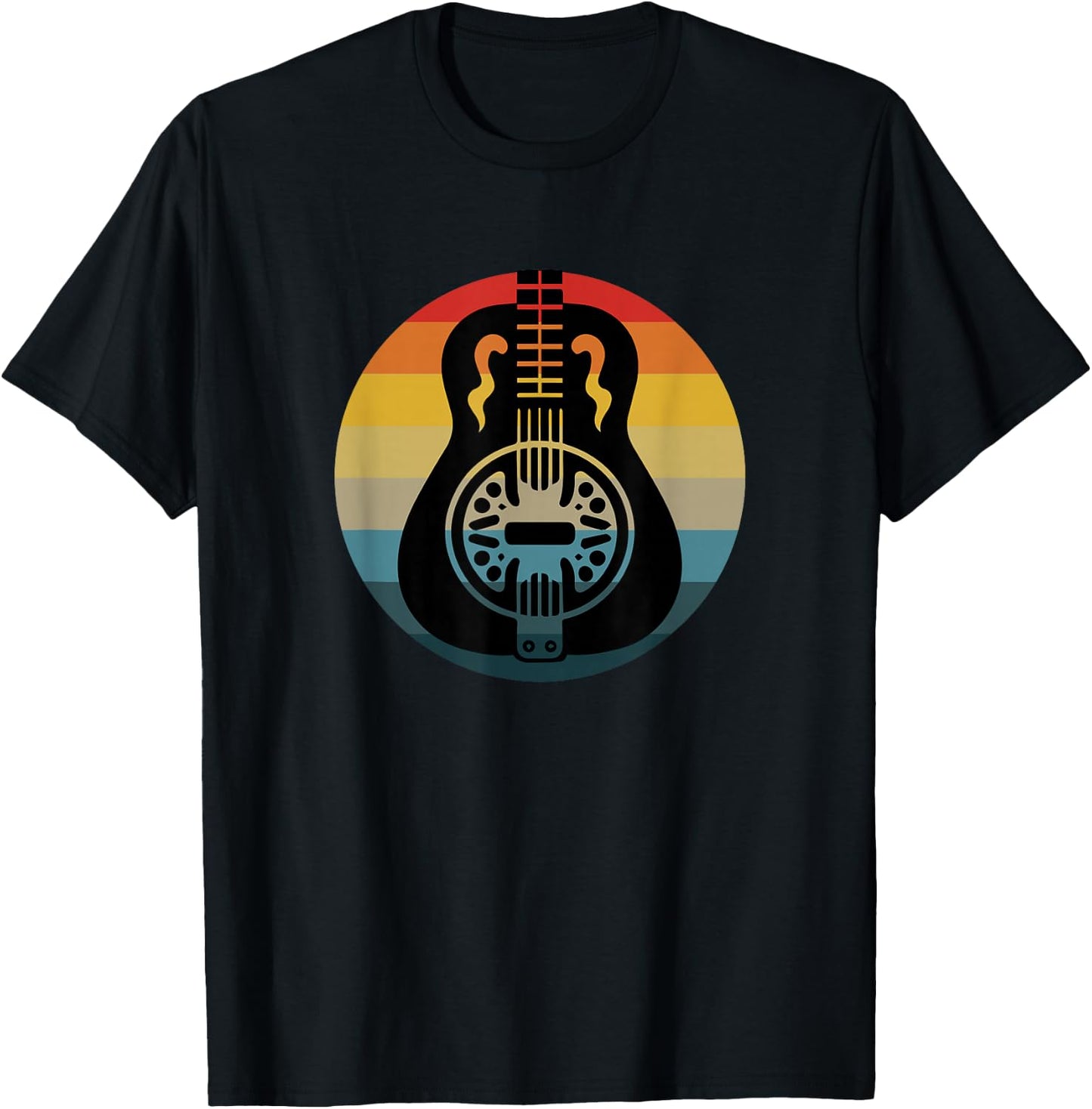 Retro Dobro Resonator Guitar Vintage Sunset Music Lover T-Shirt - T-Shirt | Black