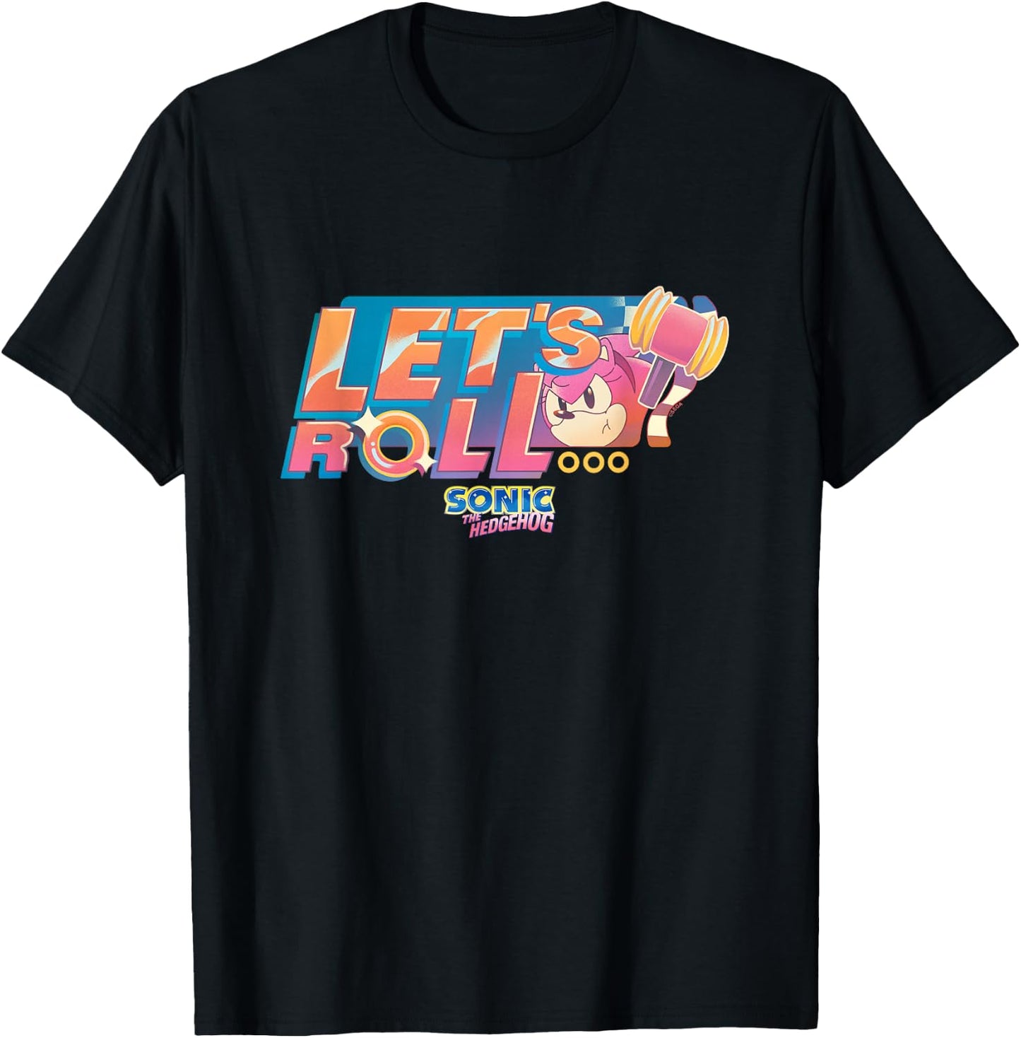 Sonic The Hedgehog Let's Roll Amy Rose Vintage T-Shirt - T-Shirt | Black