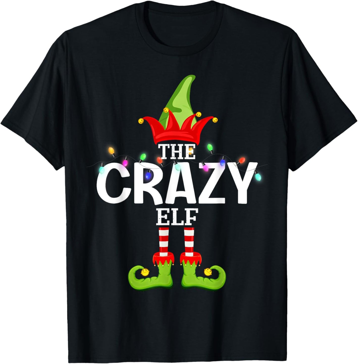 The Crazy Elf Christmas Matching Pajamas T-Shirt - T-Shirt | Black