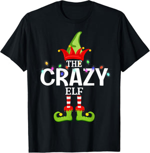The Crazy Elf Christmas Matching Pajamas T-Shirt - T-Shirt | Black
