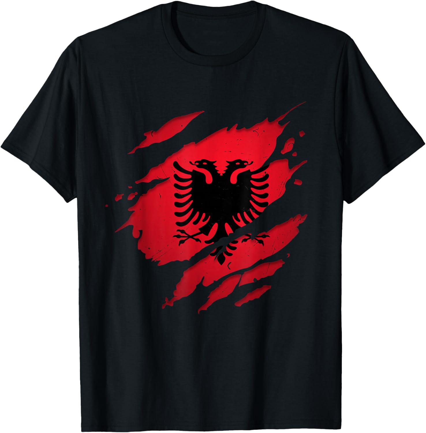Stolze albanische Hemden | zerrissene Albanien-Flagge T-Shirt - T-Shirt | Black