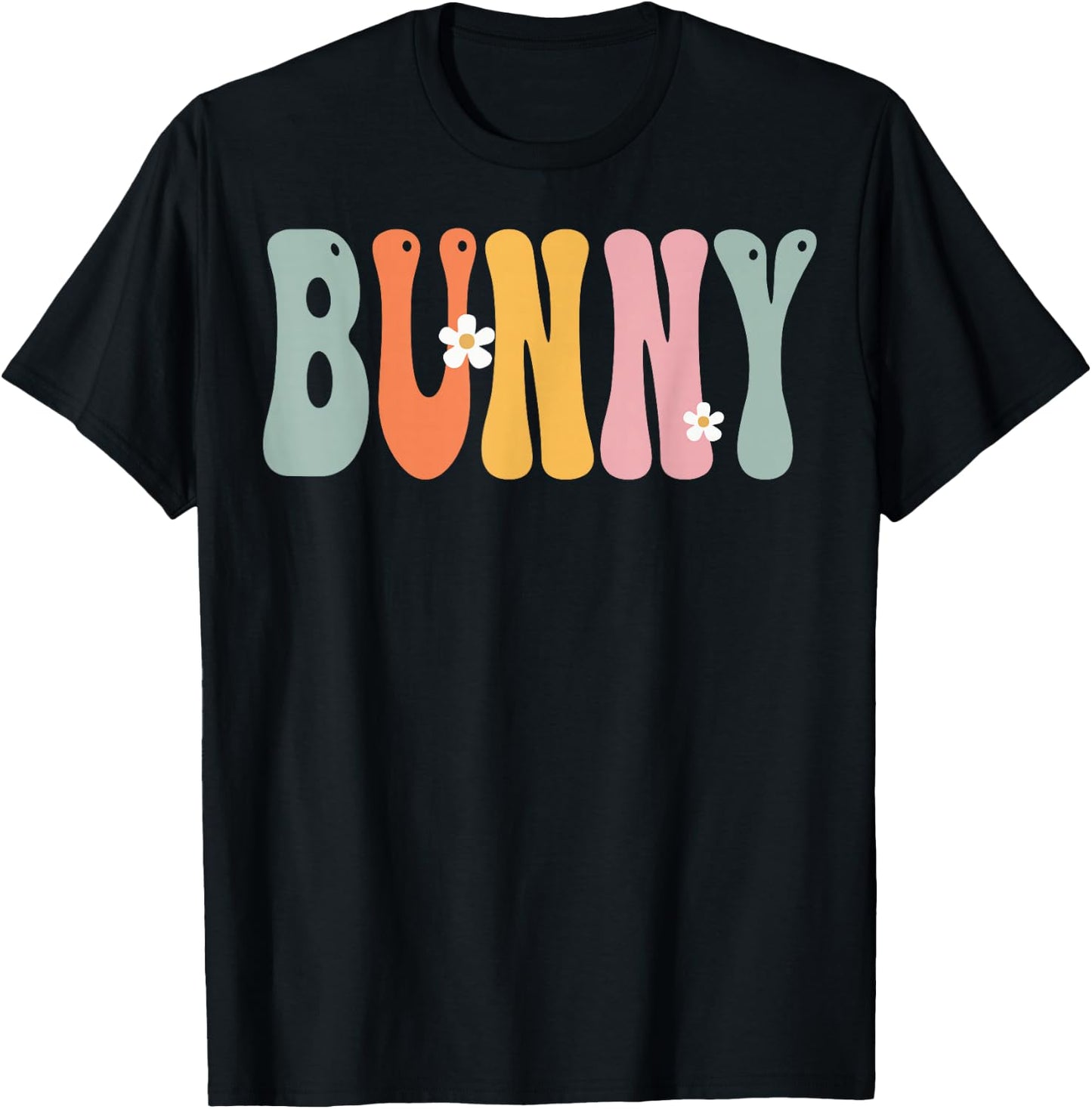 BUNNY Retro Groovy Print Mom Cute Mother's Day Funny Grandma T-Shirt - T-Shirt | Black