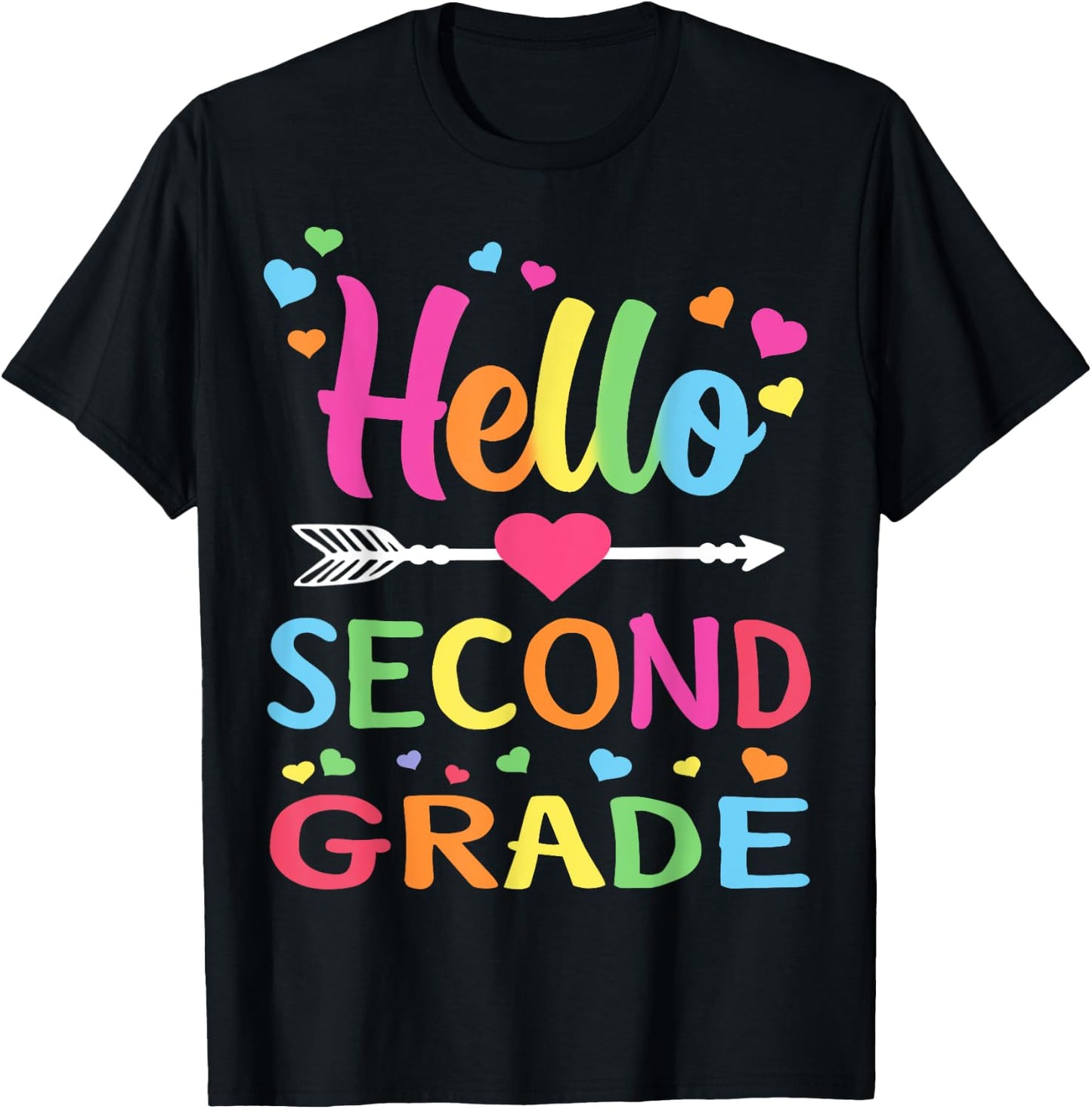 Hello Second Grade Team 2nd Grade Back to School Teacher Kid T-Shirt - T-Shirt | Black