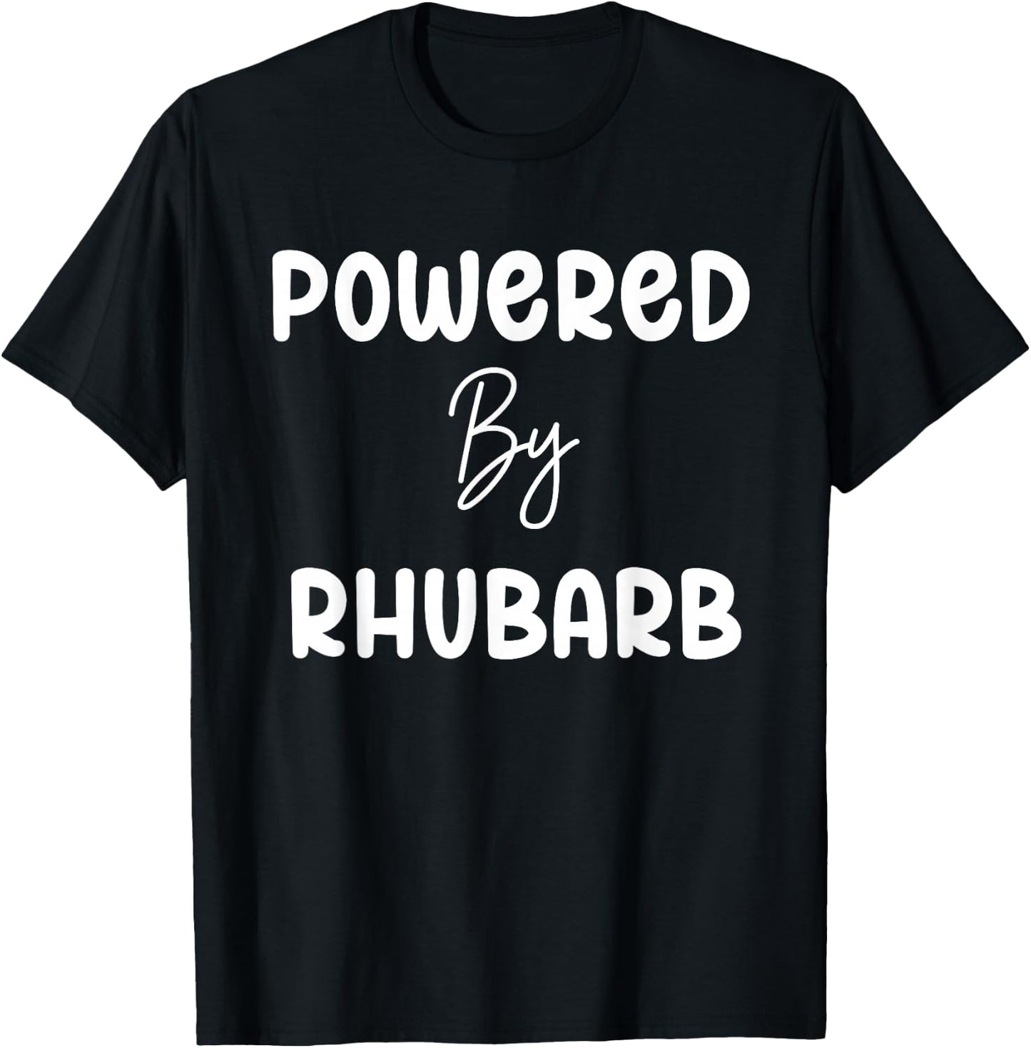 Powered By Rhubarb Retro Vintage Text T-Shirt - T-Shirt | Black
