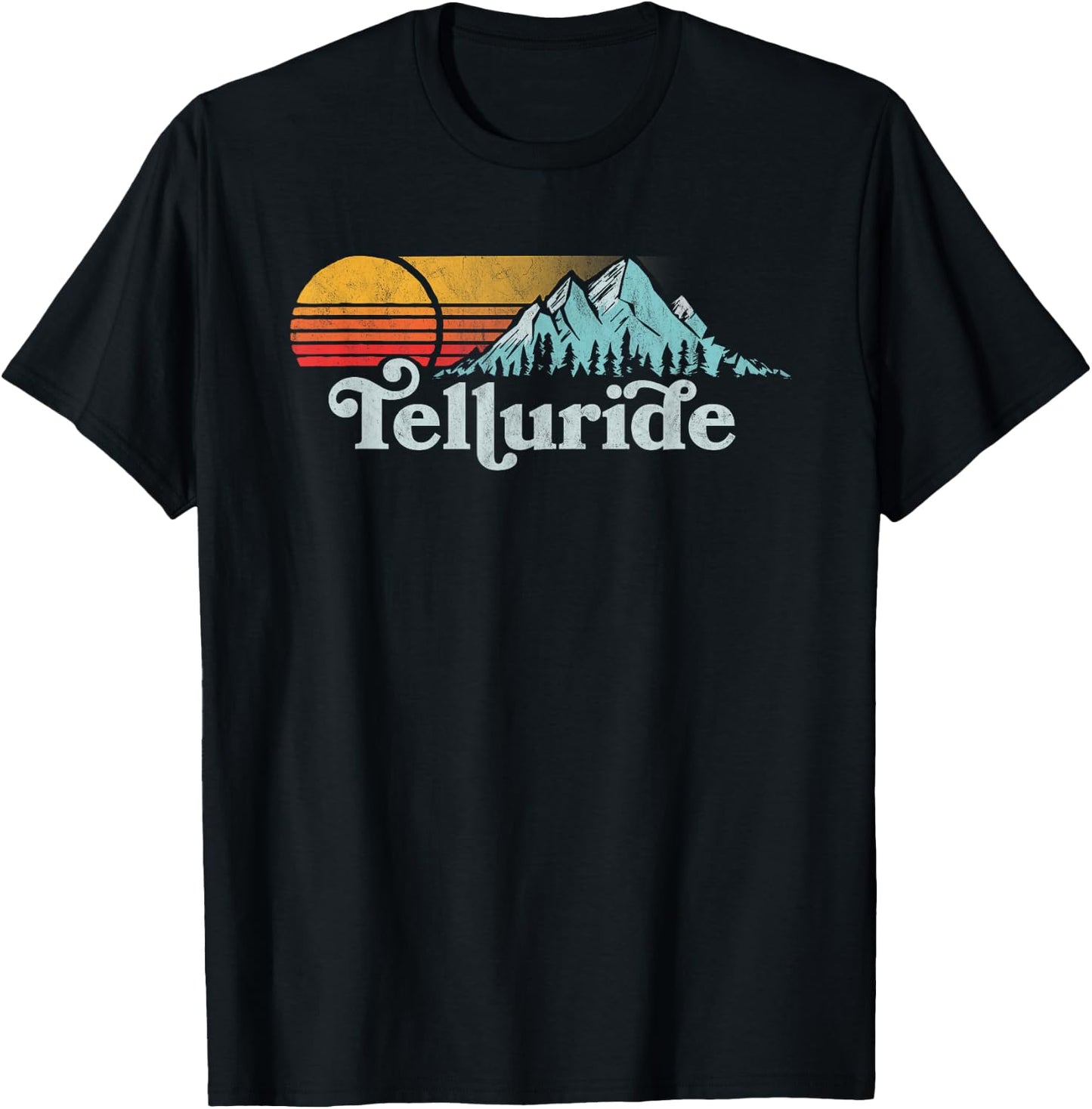 Vintage Telluride Retro Distressed Vibe Mountains 80s Sun T-Shirt - T-Shirt | Black
