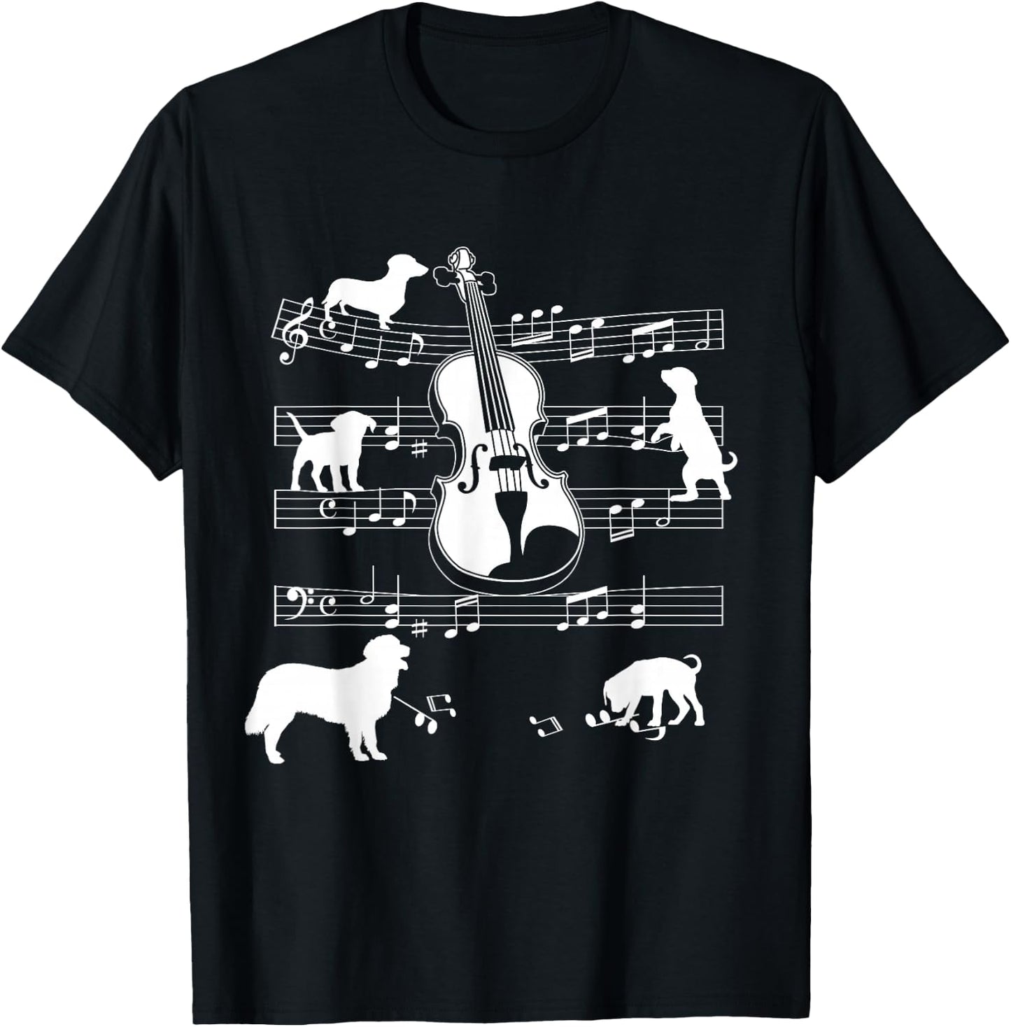 Violin Player Dog for Violinist Dogs and Violin T-Shirt - T-Shirt | Black