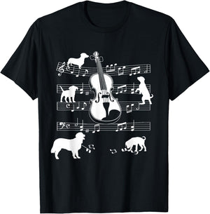 Violin Player Dog for Violinist Dogs and Violin T-Shirt - T-Shirt | Black