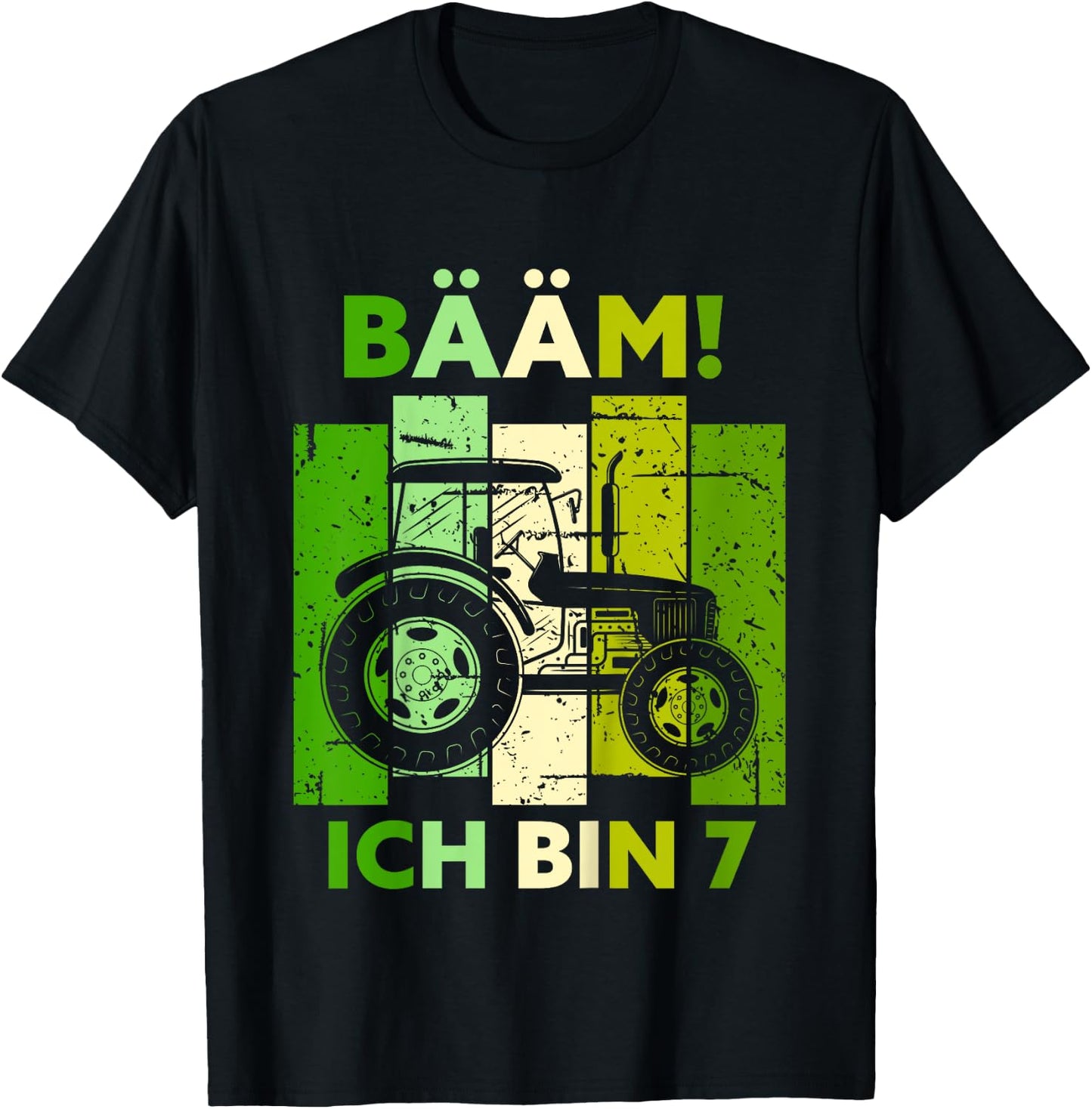 Kinder Bääm! Ich bin 7 Sieben Jahre Junge 7. Geburtstag Traktor T-Shirt - T-Shirt | Black