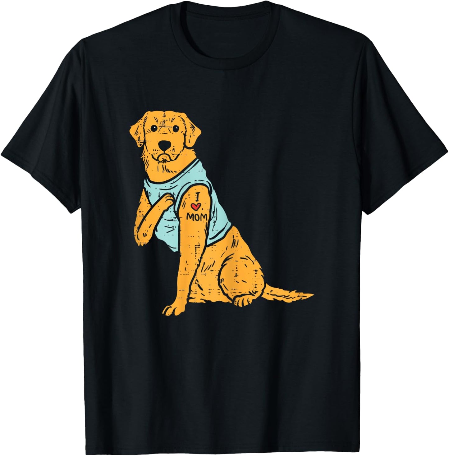 I Love Mom Golden Retriever Labrador Dog Lover Women Gift T-Shirt - T-Shirt | Black