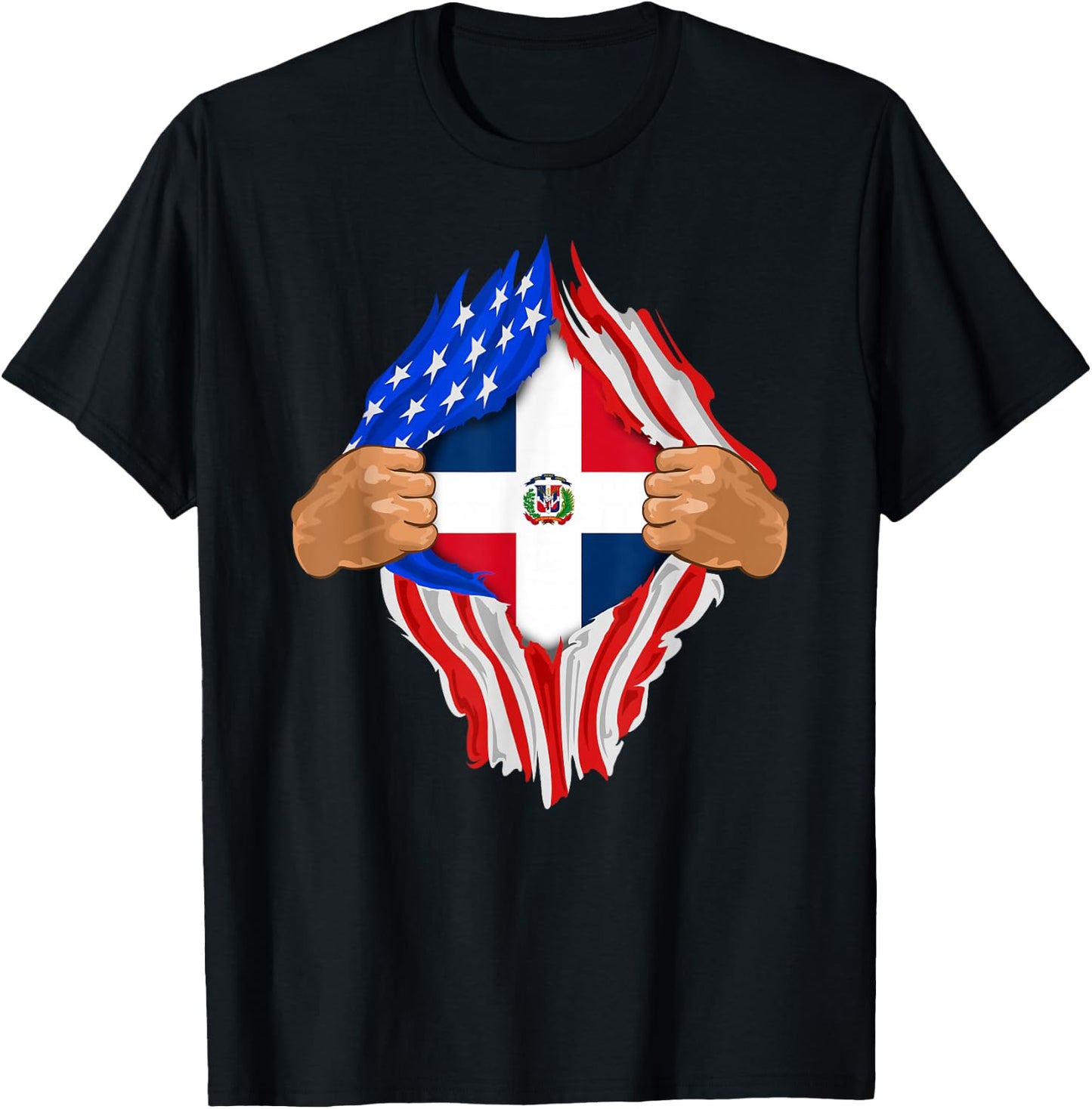 Dominican Blood Inside Me Shirt Dominican Republic Flag Gift T-Shirt - T-Shirt | Black