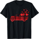 Valentines Plaid Pickup Truck Vintage Red Car Hearts T-Shirt - T-Shirt | Black