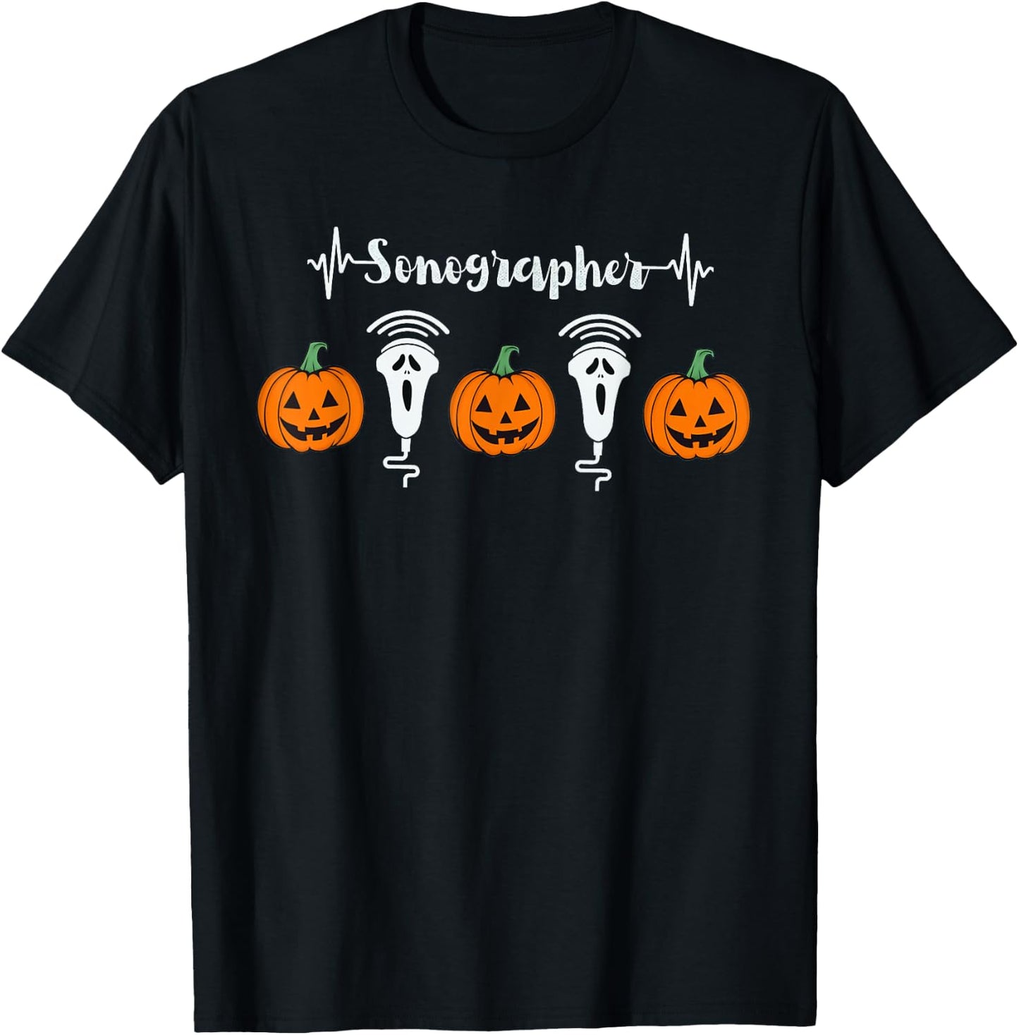 Halloween Sonographer Pumpkins Ultrasound Technologist T-Shirt - T-Shirt | Black