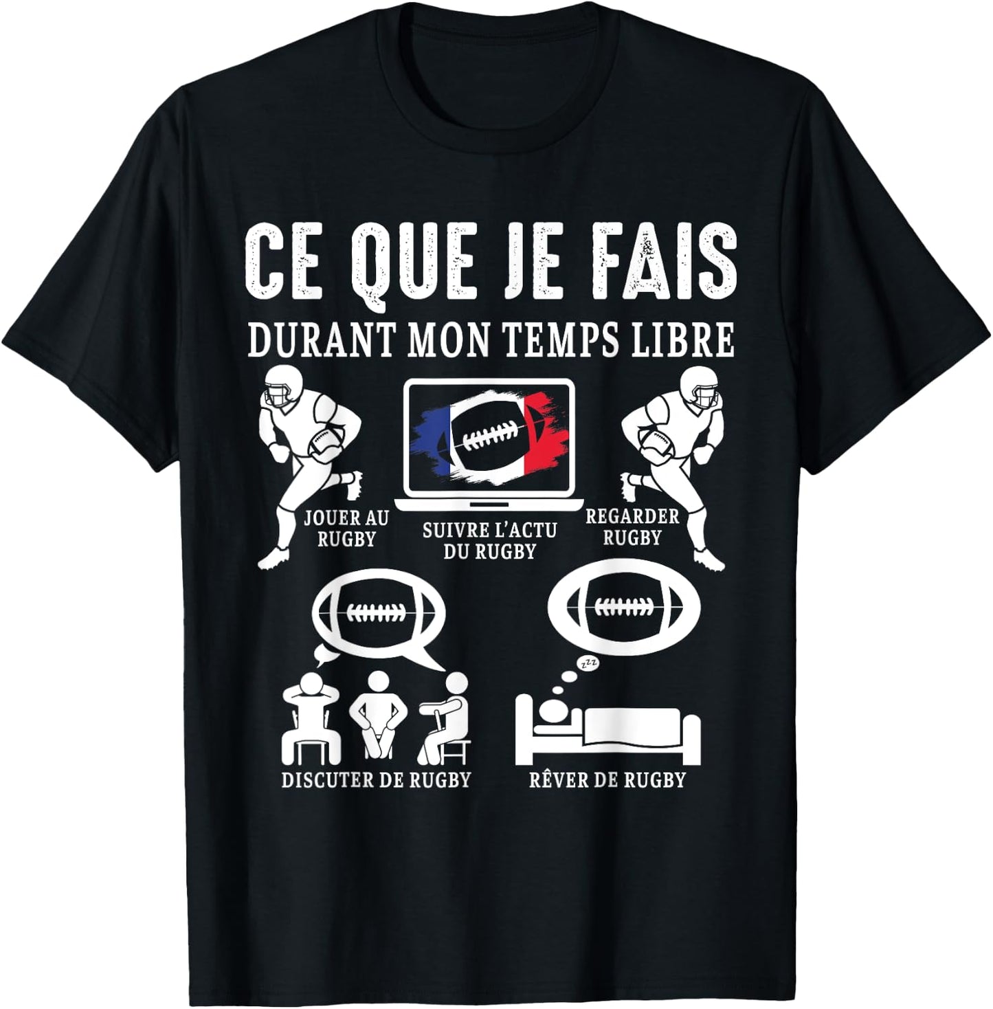 Rugby what I do rugby fan Rugby player france Funny , Black, S T-Shirt - T-Shirt | Black