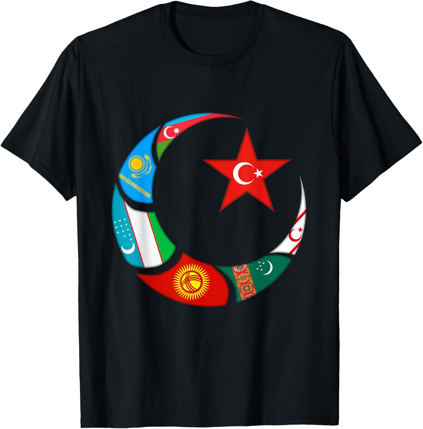Kazakhstan,Gokturk,Turan,Turkey Flag,Turk Bayragi,Turkiye. T-Shirt - T-Shirt | Black