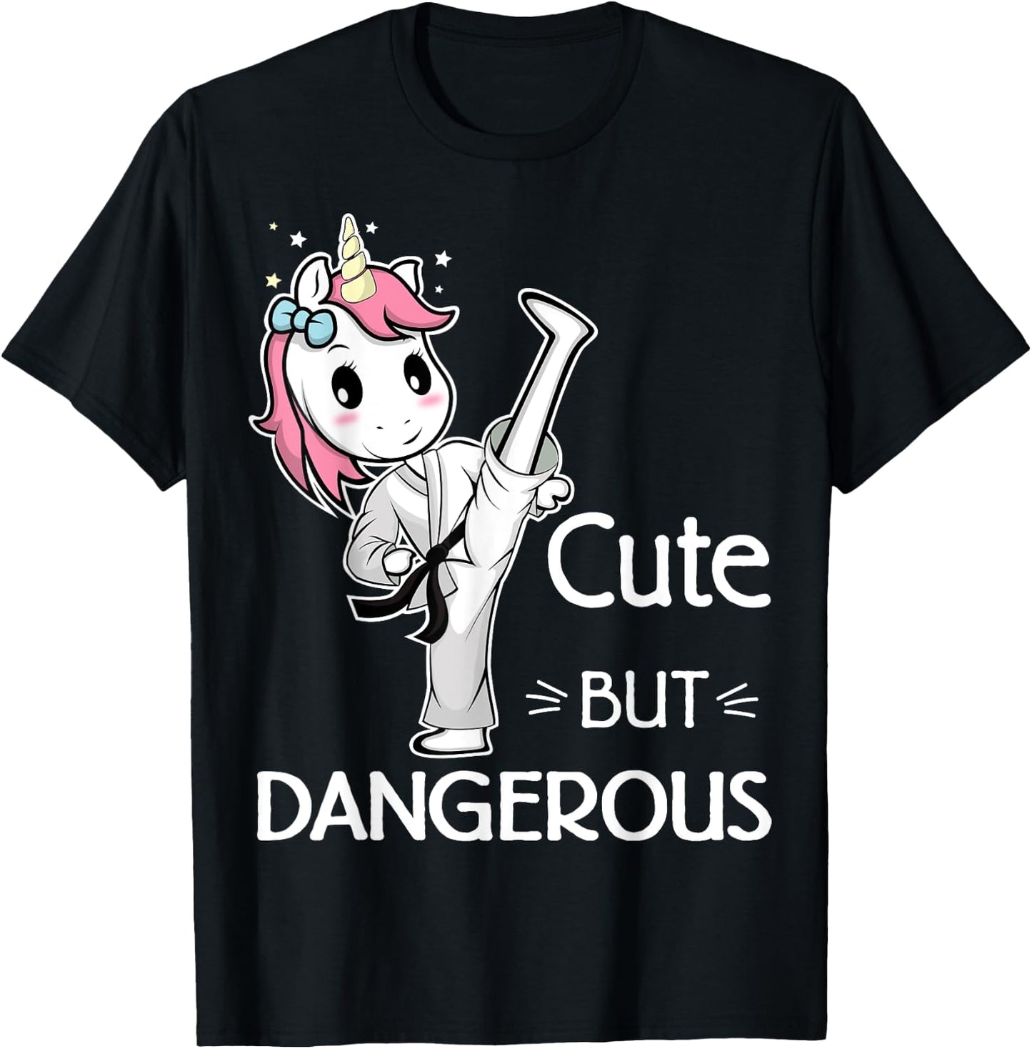 Cute but Dangerous Karate Taekwondo Unicorn Karate Girl T-Shirt - T-Shirt | Black