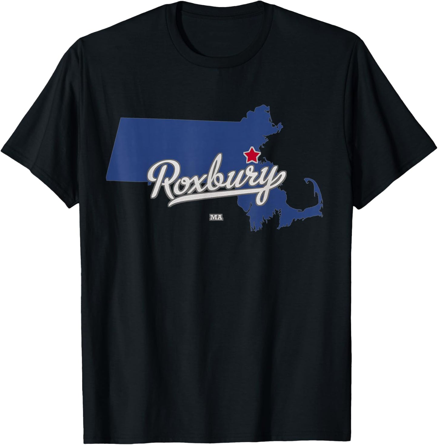 Roxbury Massachusetts Boston MA Map T-Shirt - T-Shirt | Black