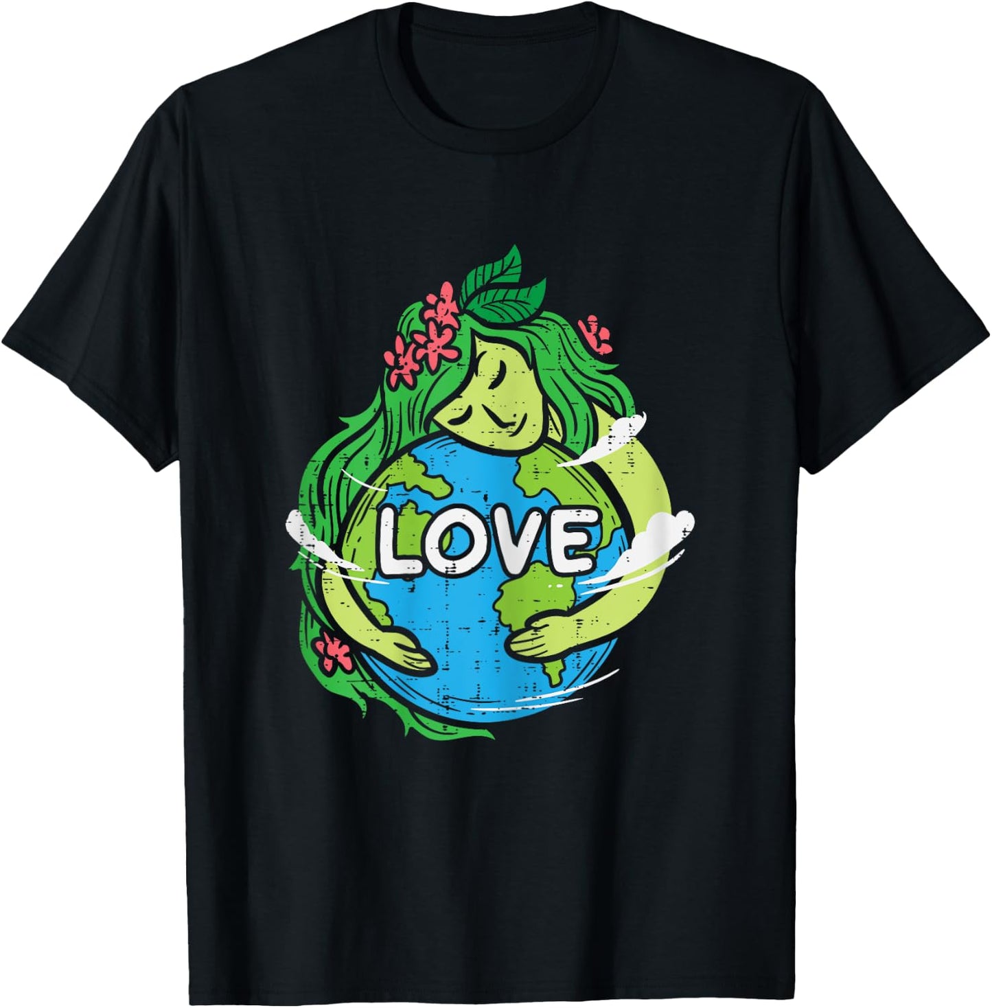 Love Mother Earth Planet Hug Nature Environment Earth Day T-Shirt - T-Shirt | Black
