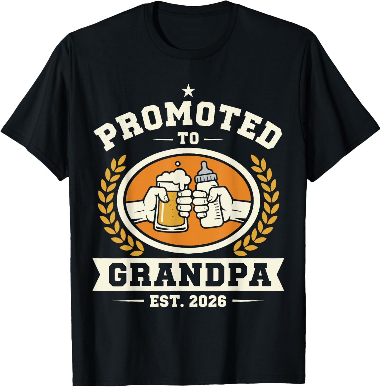 Promoted to Grandpa Est 2026 Baby Announcement T-Shirt - T-Shirt | Black