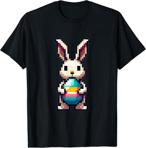 Süßer Pixel Osterhase Frohe Ostern Gamer Erwachsene Kinder T-Shirt - T-Shirt | Black