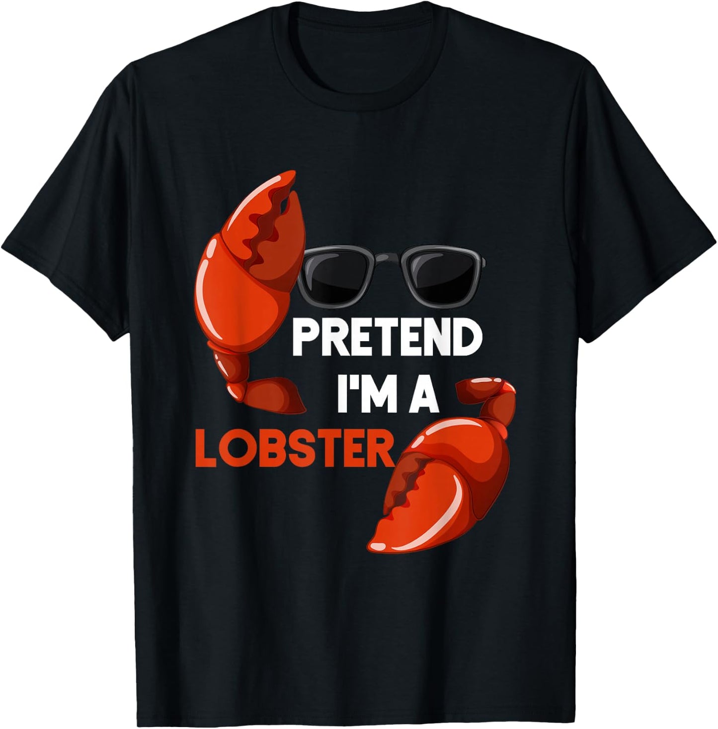 Pretend I'M A Lobster Funny Lazy Halloween Diy Seafood T-Shirt - T-Shirt | Black