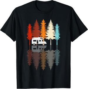 Retro Vintage Camping Adventure Nature Outdoor , black T-Shirt - T-Shirt | Black