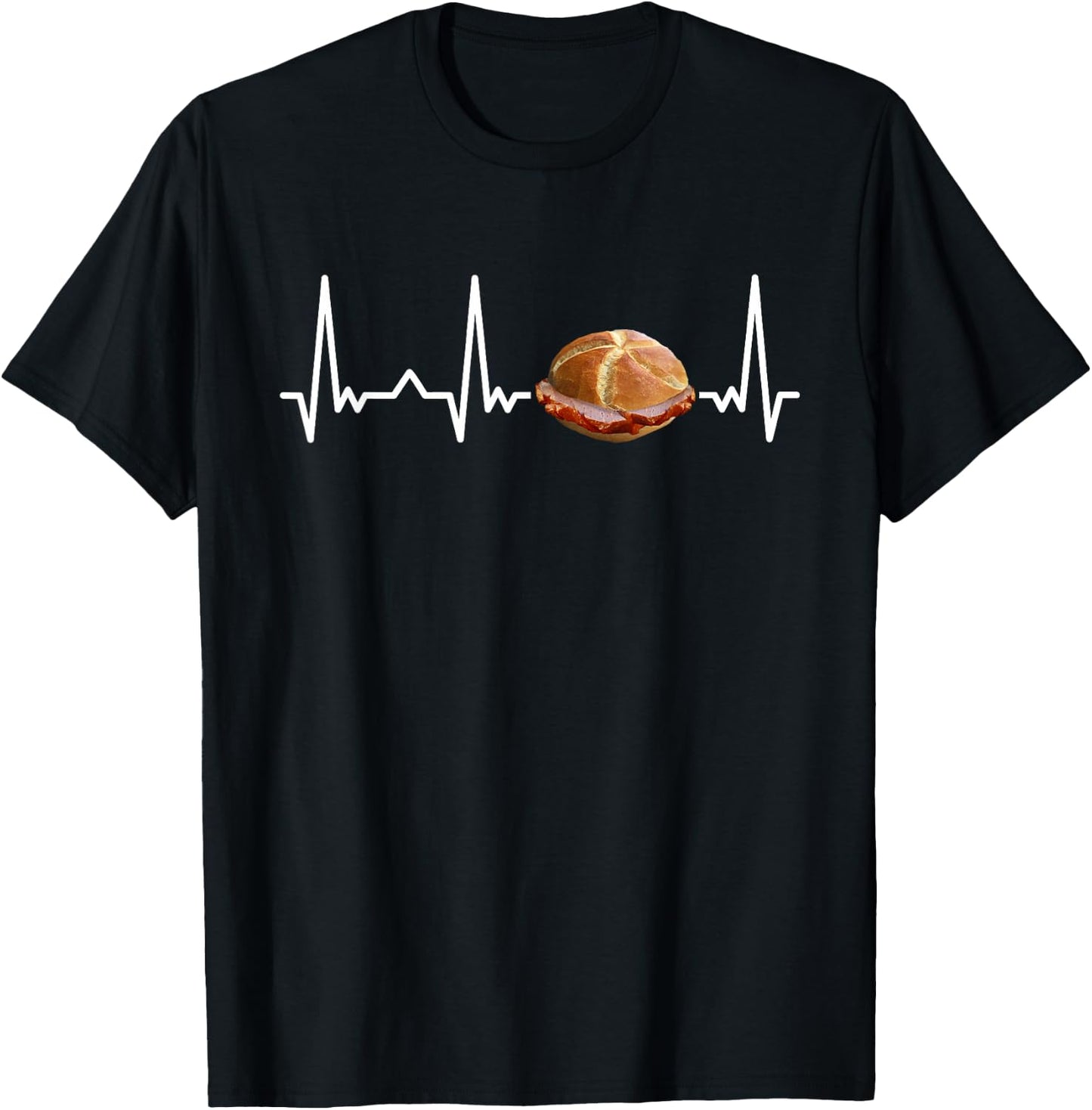 Leberkäse Herzschlag Bayern ECG Leberkas Lebakas , black T-Shirt - T-Shirt | Black