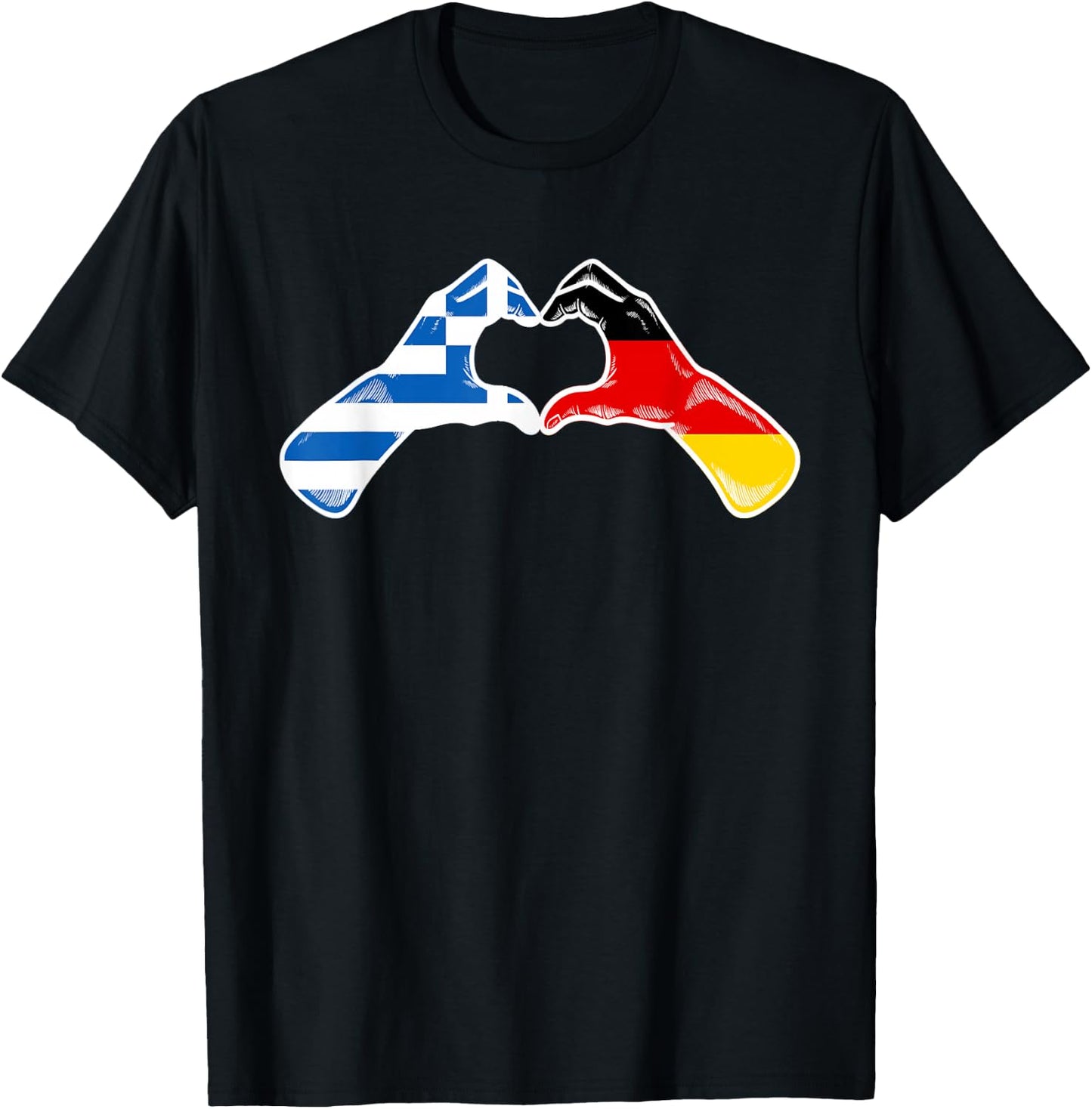 Griechenland Deutschland Flagge - Griechisches Deutsches Herz T-Shirt - T-Shirt | Black