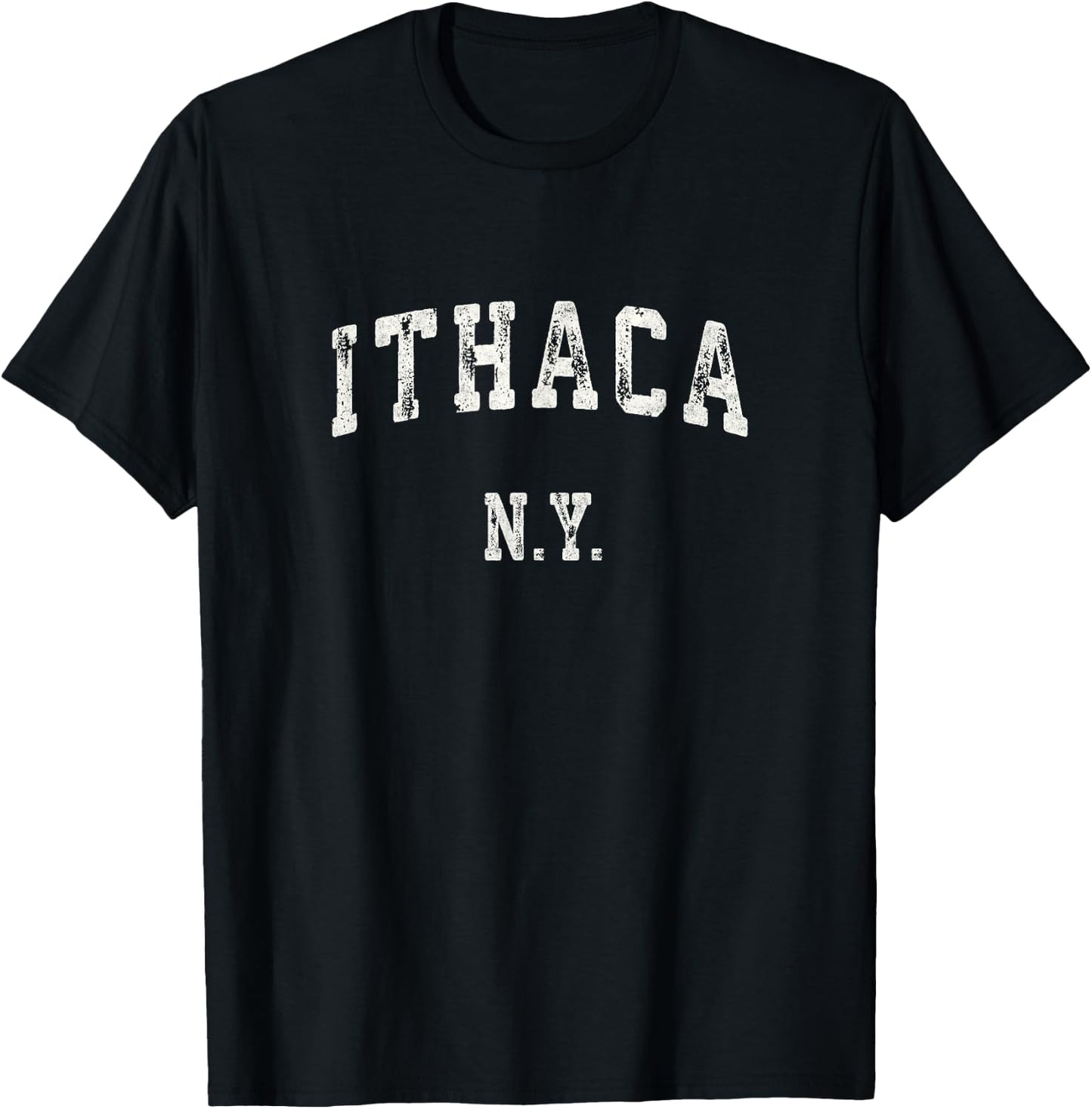 Ithaca New York NY Vintage Sports Design Retro T-Shirt - T-Shirt | Black