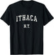 Ithaca New York NY Vintage Sports Design Retro T-Shirt - T-Shirt | Black