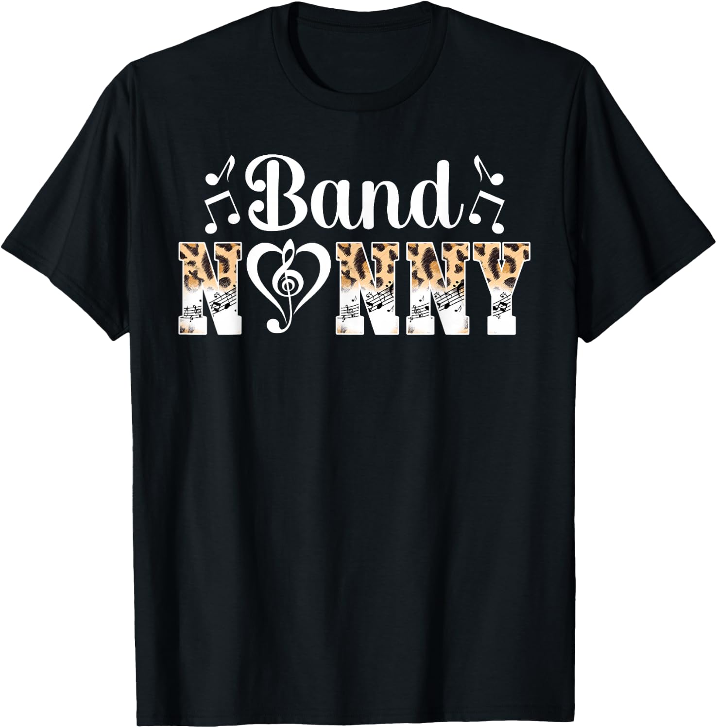 Band Nanny Leopard Marching Band Nanny Grandma T-Shirt - T-Shirt | Black