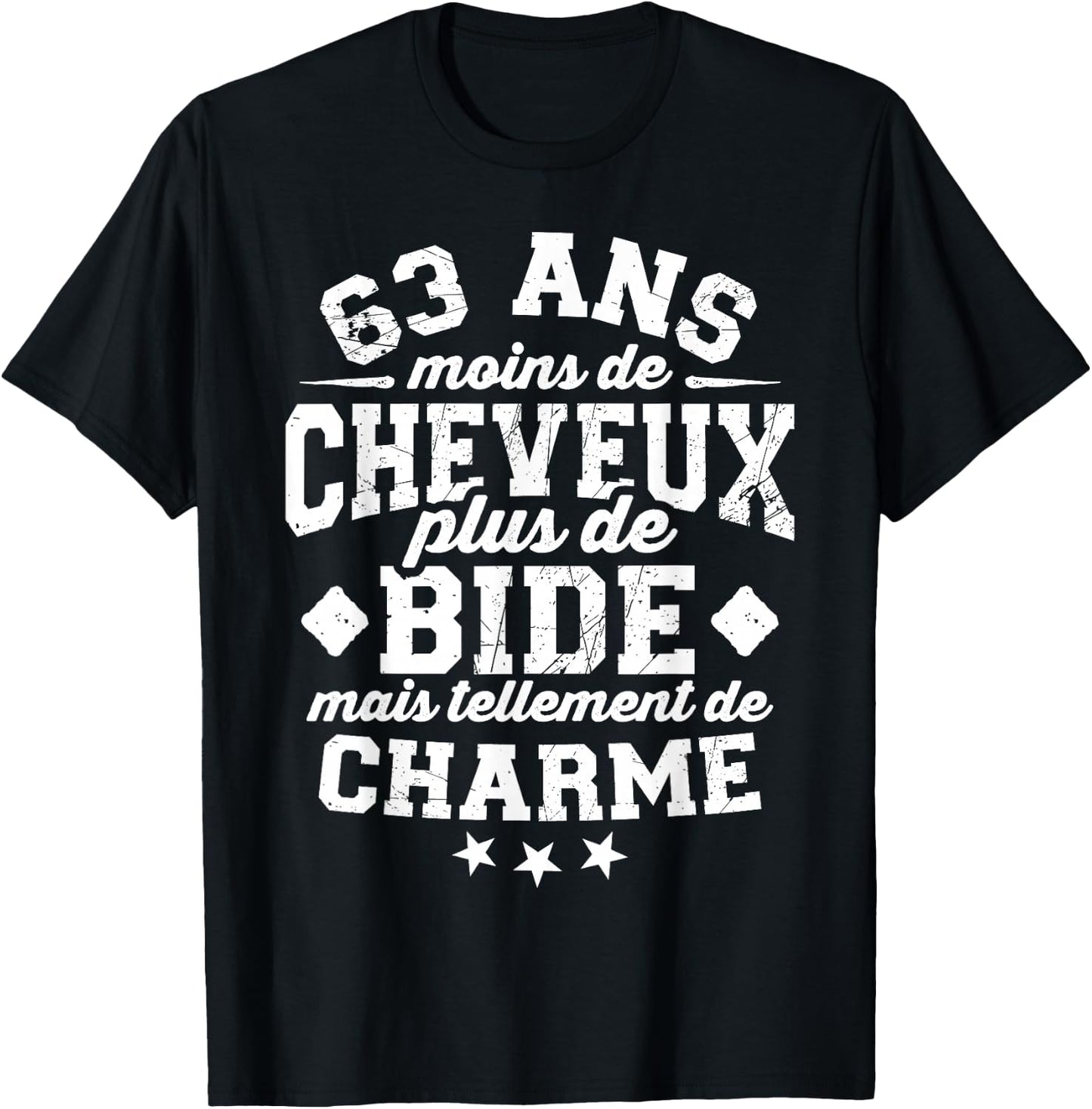 63 ans moins de cheveux plus de bide Cadeau 63e anniversaire T-Shirt - T-Shirt | Black
