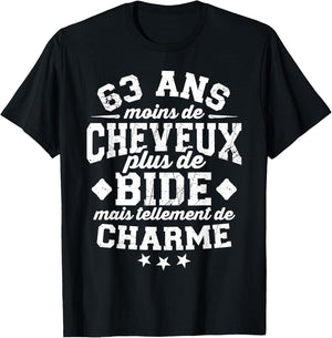 63 ans moins de cheveux plus de bide Cadeau 63e anniversaire T-Shirt - T-Shirt | Black