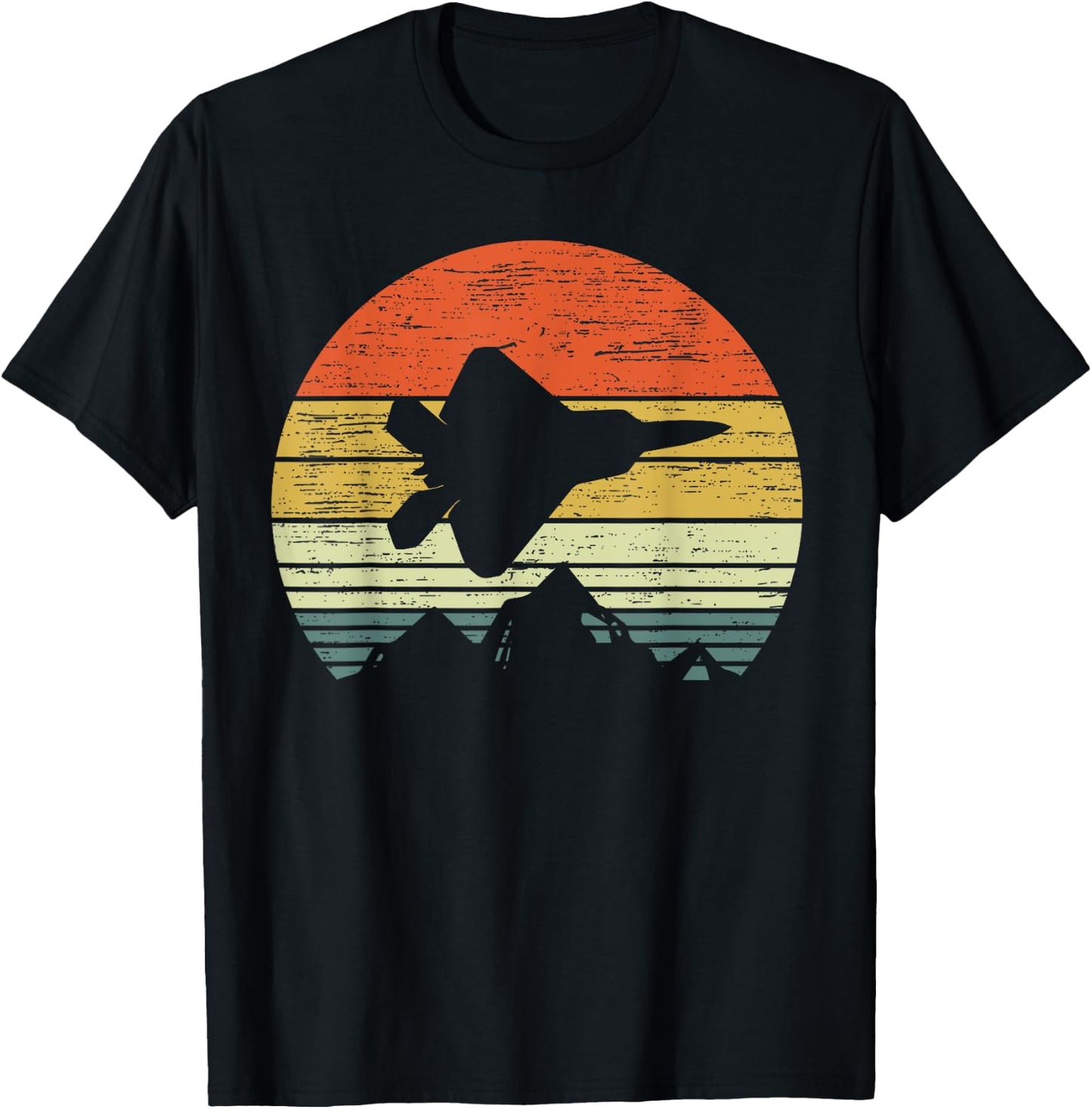 F-22 Sunset vieilli | Vétéran de chasse vintage T-Shirt - T-Shirt | Black
