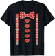 Valentines Day Bow Tie and Suspenders T-Shirt - T-Shirt | Black