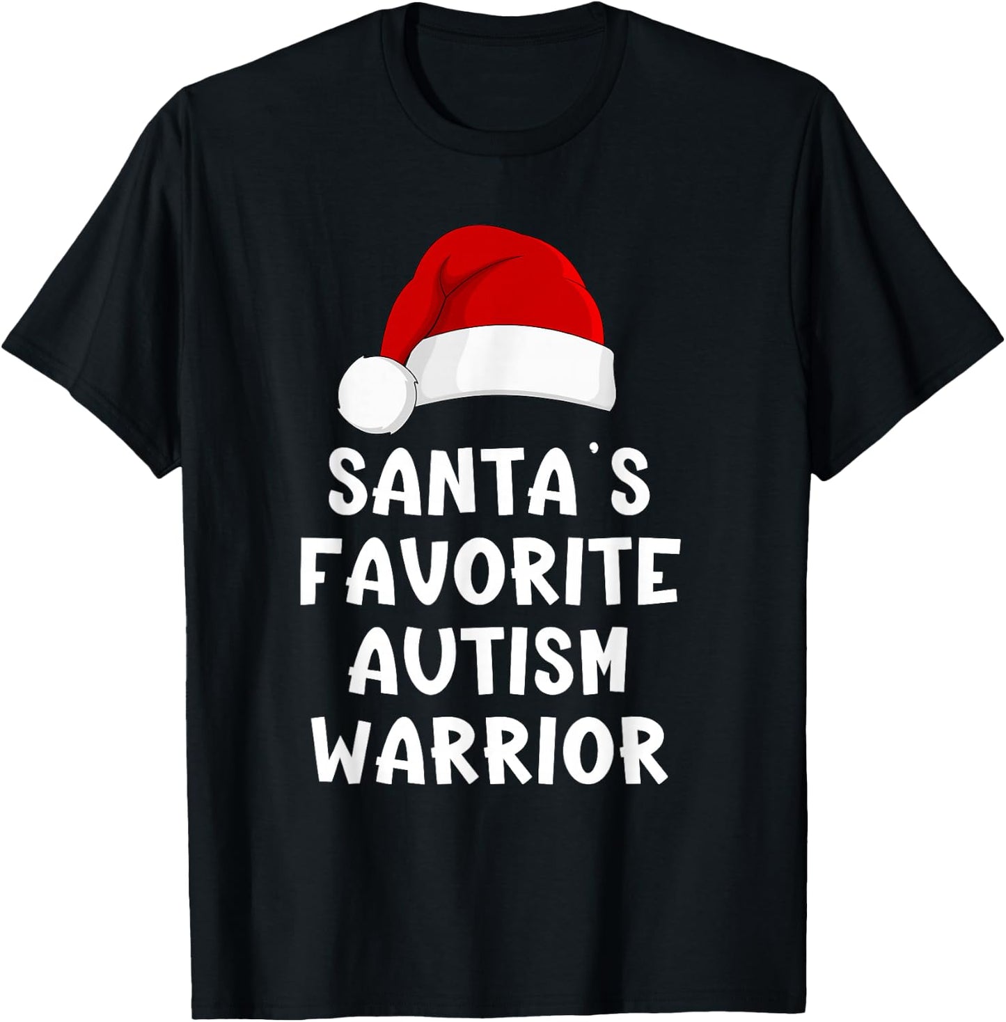 Christmas Santa's Favorite Autism Warrior Funny Xmas Pajama T-Shirt - T-Shirt | Black