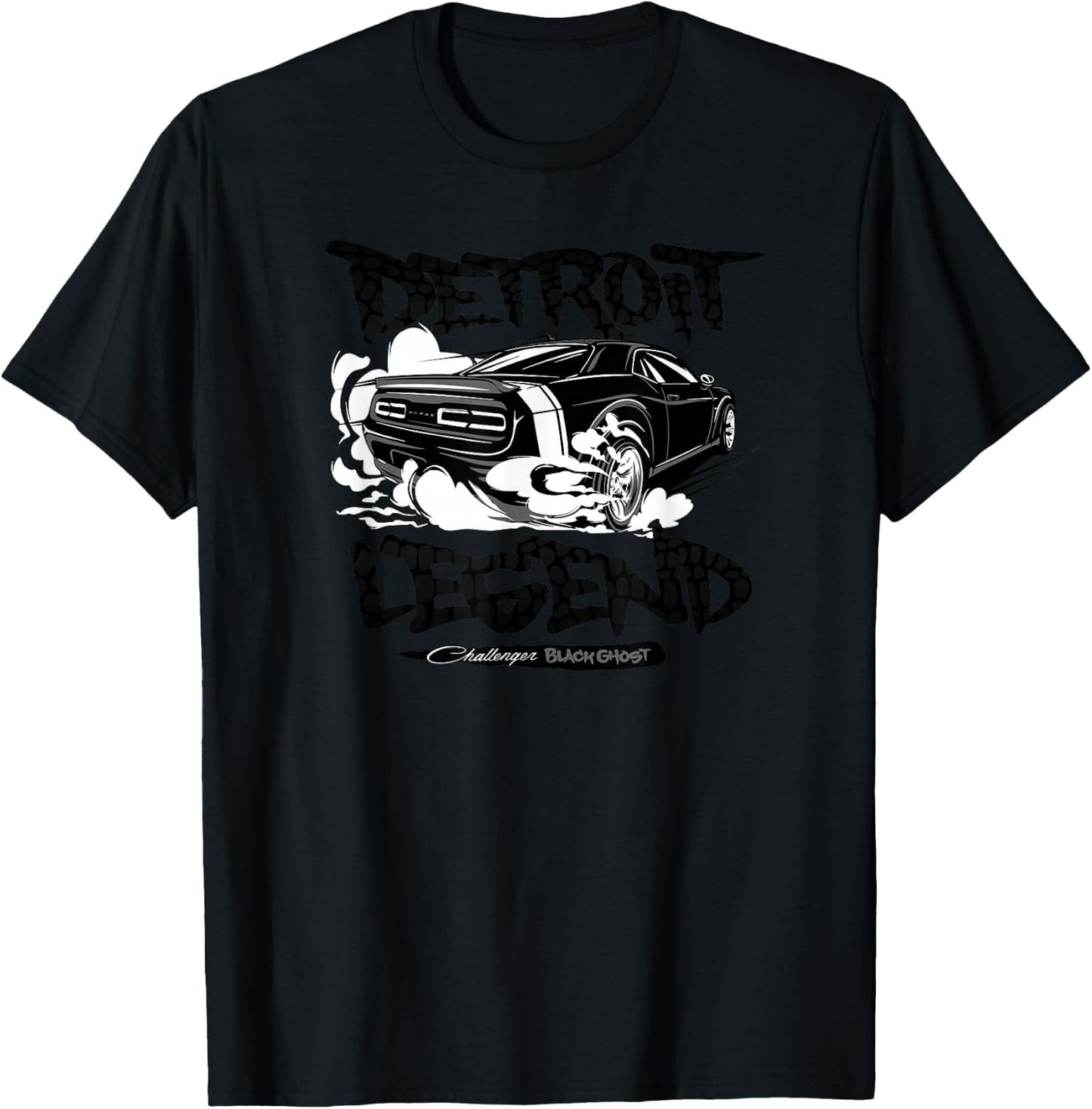 Dodge Challenger Black Ghost, Legend of Detroit , grey, S T-Shirt - T-Shirt | Black