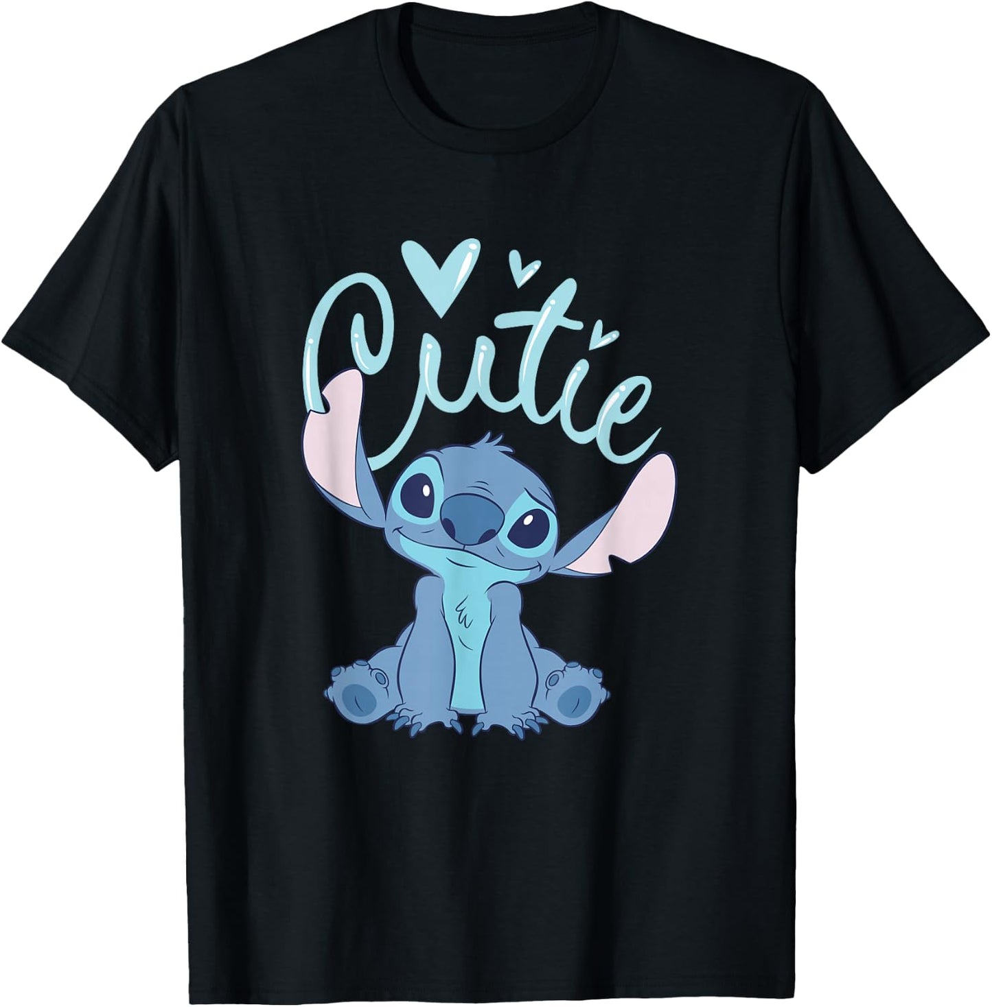 Disney Lilo and Stitch Cutie Pastel Heart T-Shirt - T-Shirt | Black
