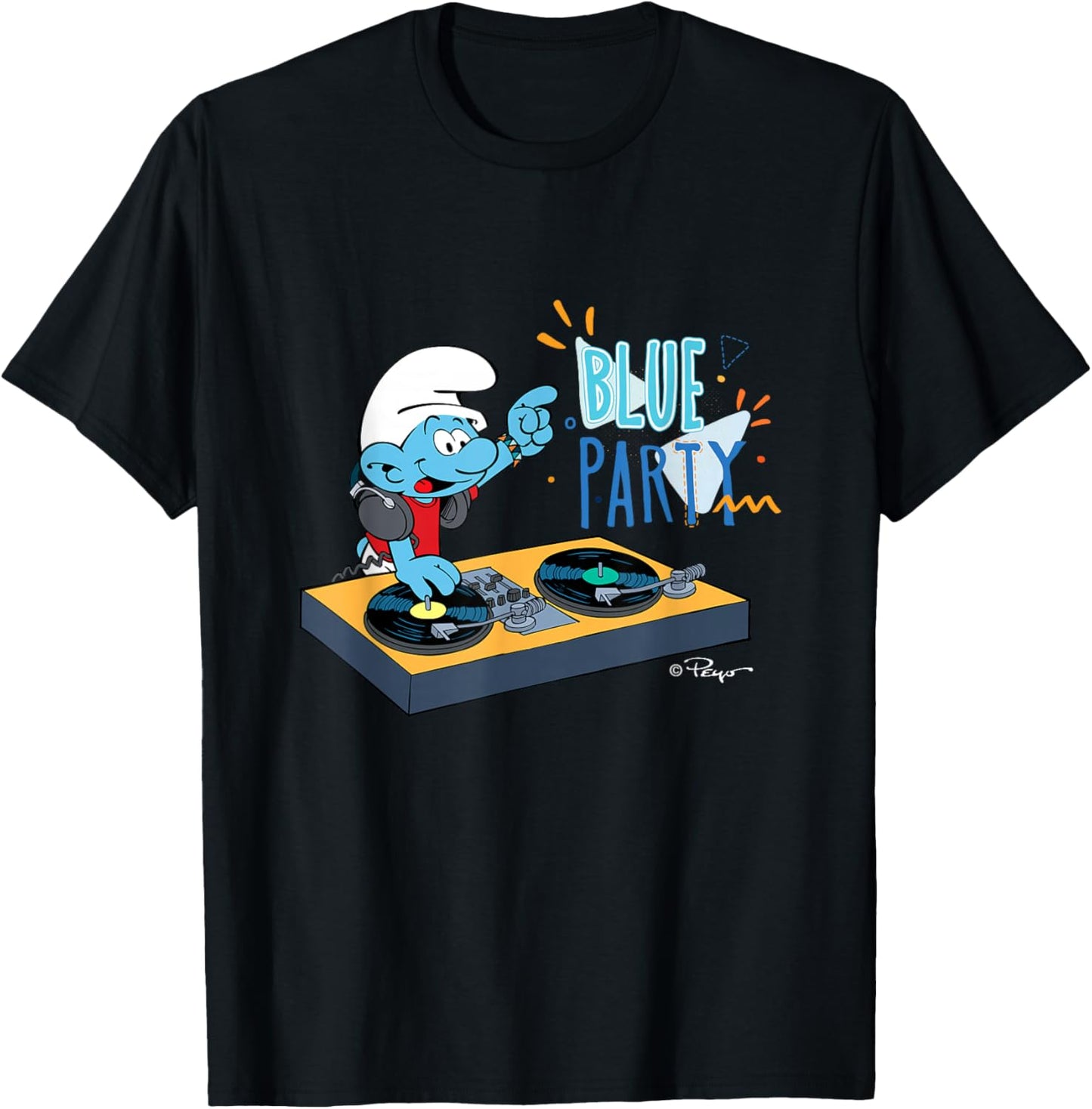 Blue Party of the Smurfs , black T-Shirt - T-Shirt | Black