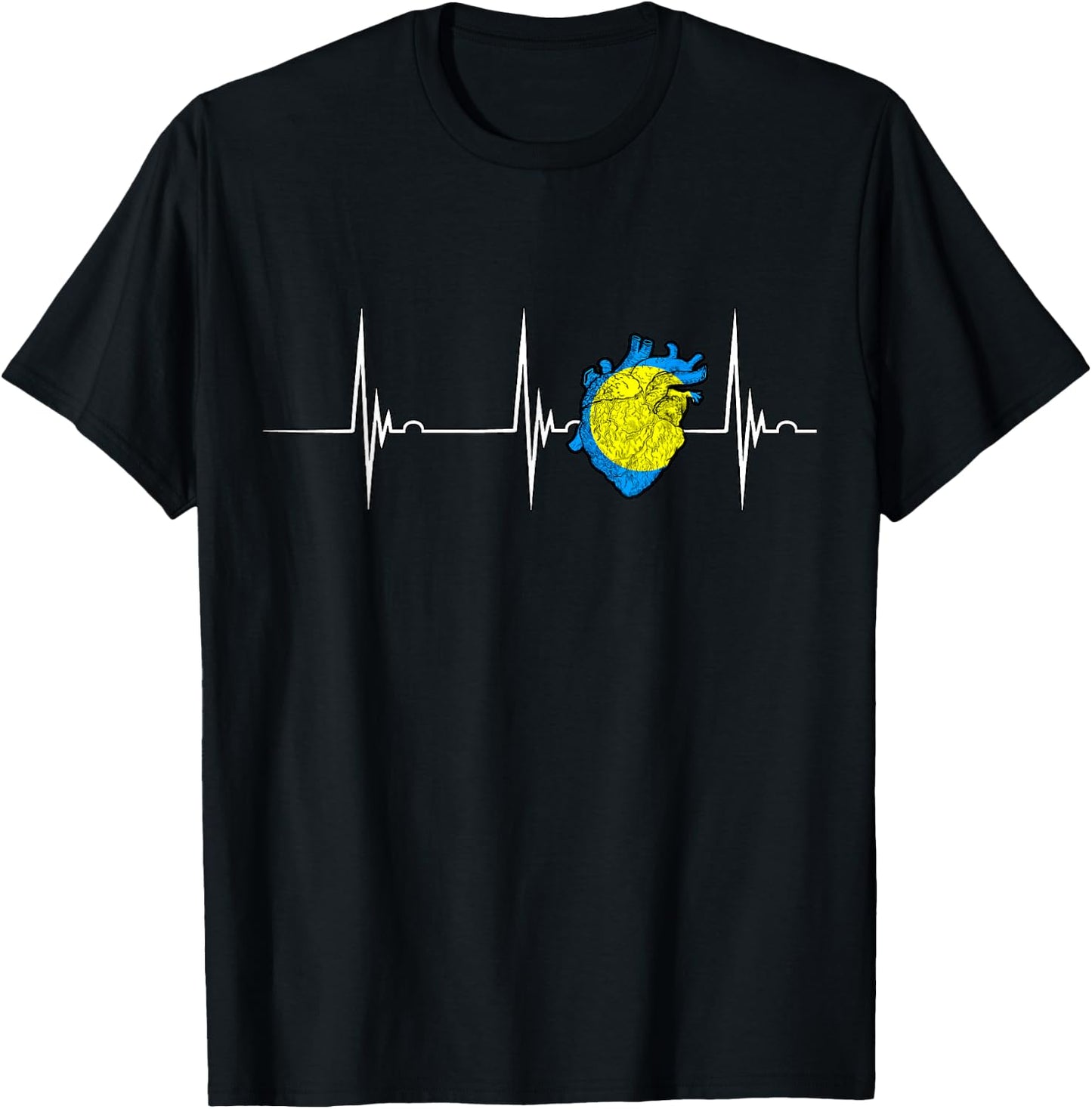 Palauan Pride Palauan Flag Heartbeat EKG Pulse Heart Palau T-Shirt - T-Shirt | Black
