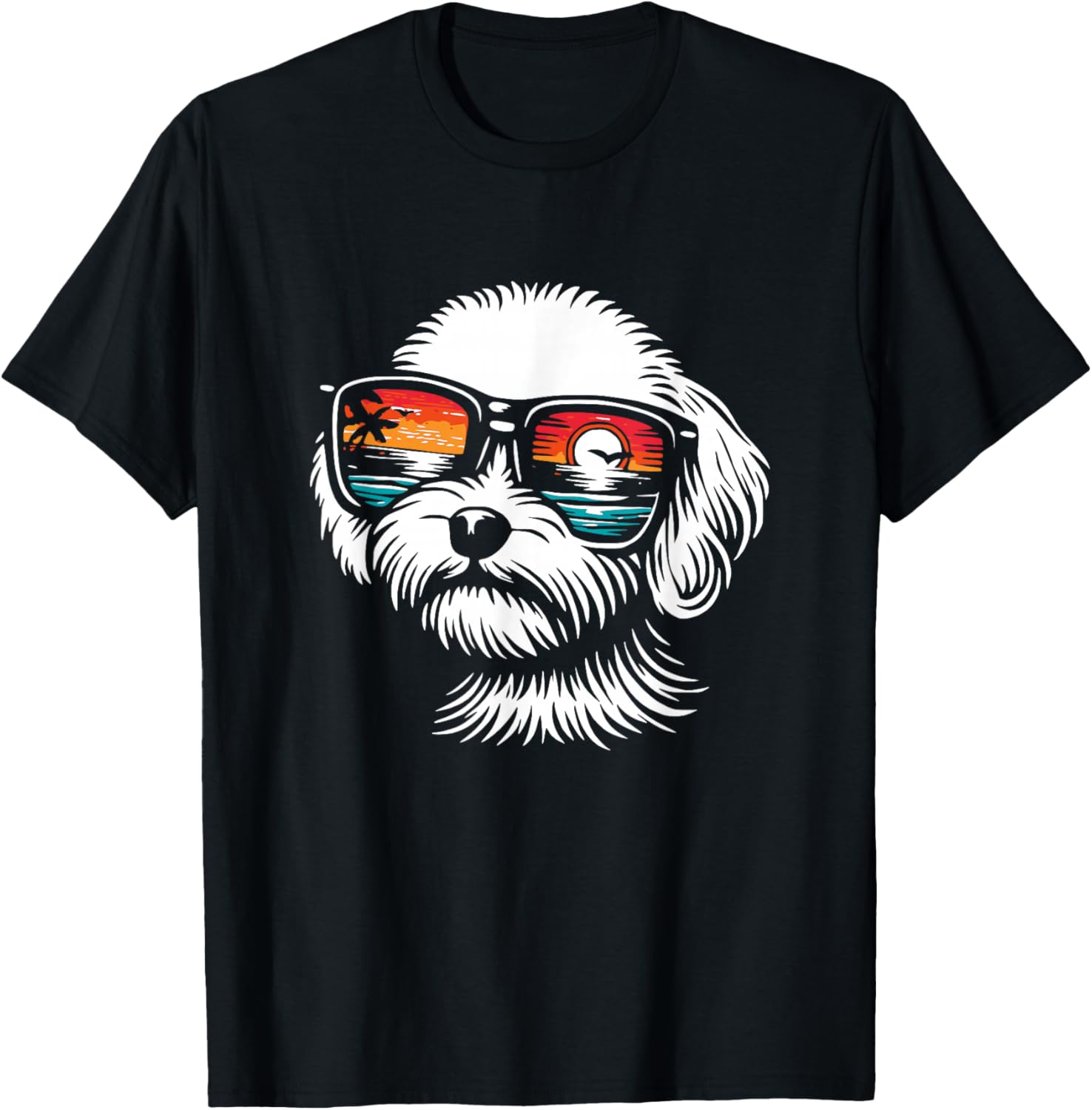 Cool Maltipoo Puppy with Sunglasses Graphic Design T-Shirt - T-Shirt | Black