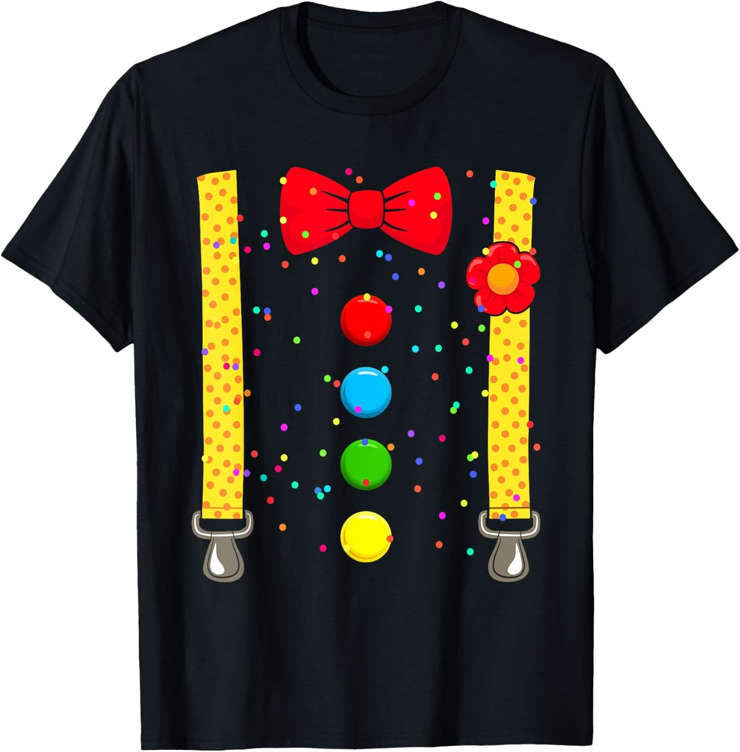 Clown Costume with Braces Confetti for Carnival Fancy Dress , black T-Shirt - T-Shirt | Black