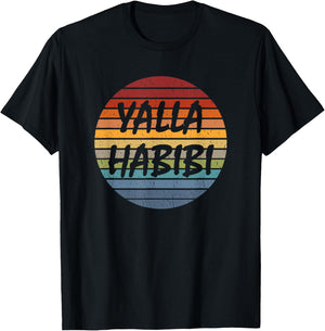 Vintage Yallah Habibi Arabic Designs & Gifts Retro Arab Sweetheart Islam Muslim -Adults Black Small T-Shirt - T-Shirt | Black