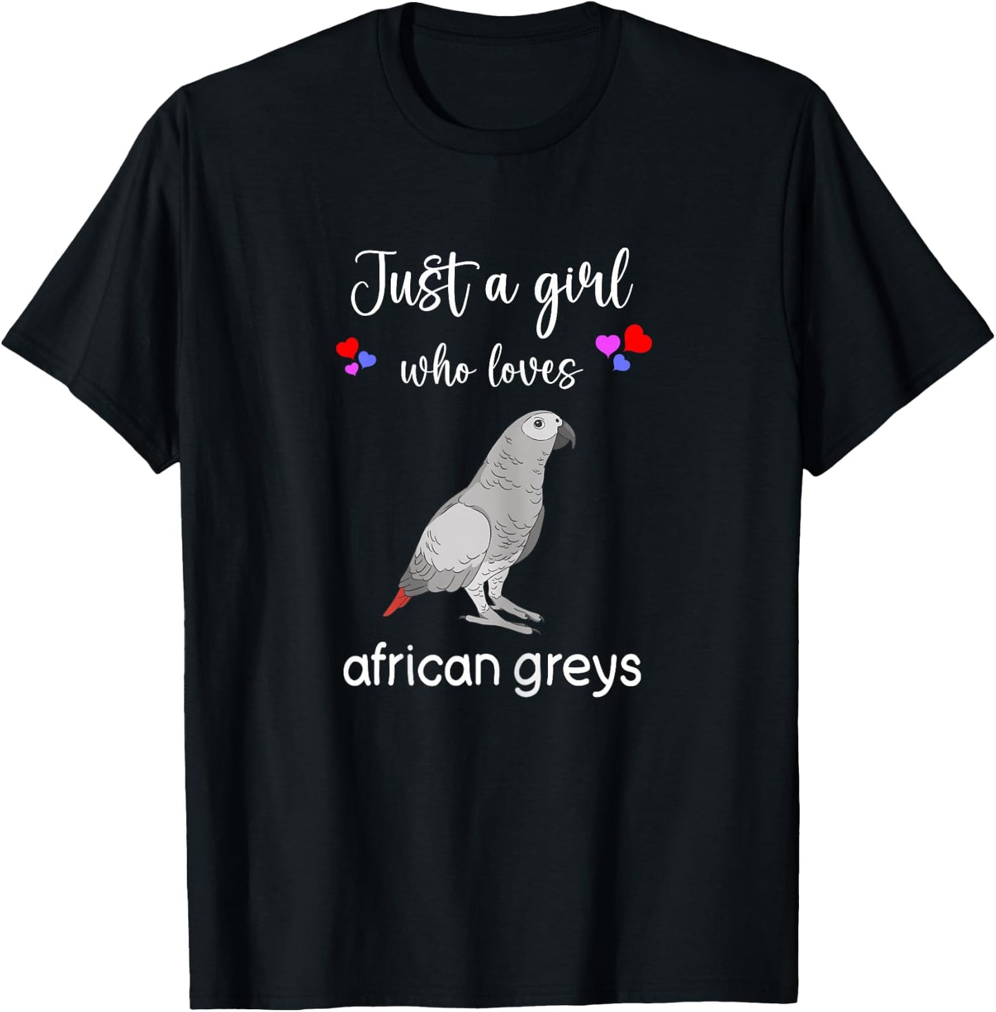 Funny African Grey Shirt Girls I Love African Grey Parrots T-Shirt - T-Shirt | Black