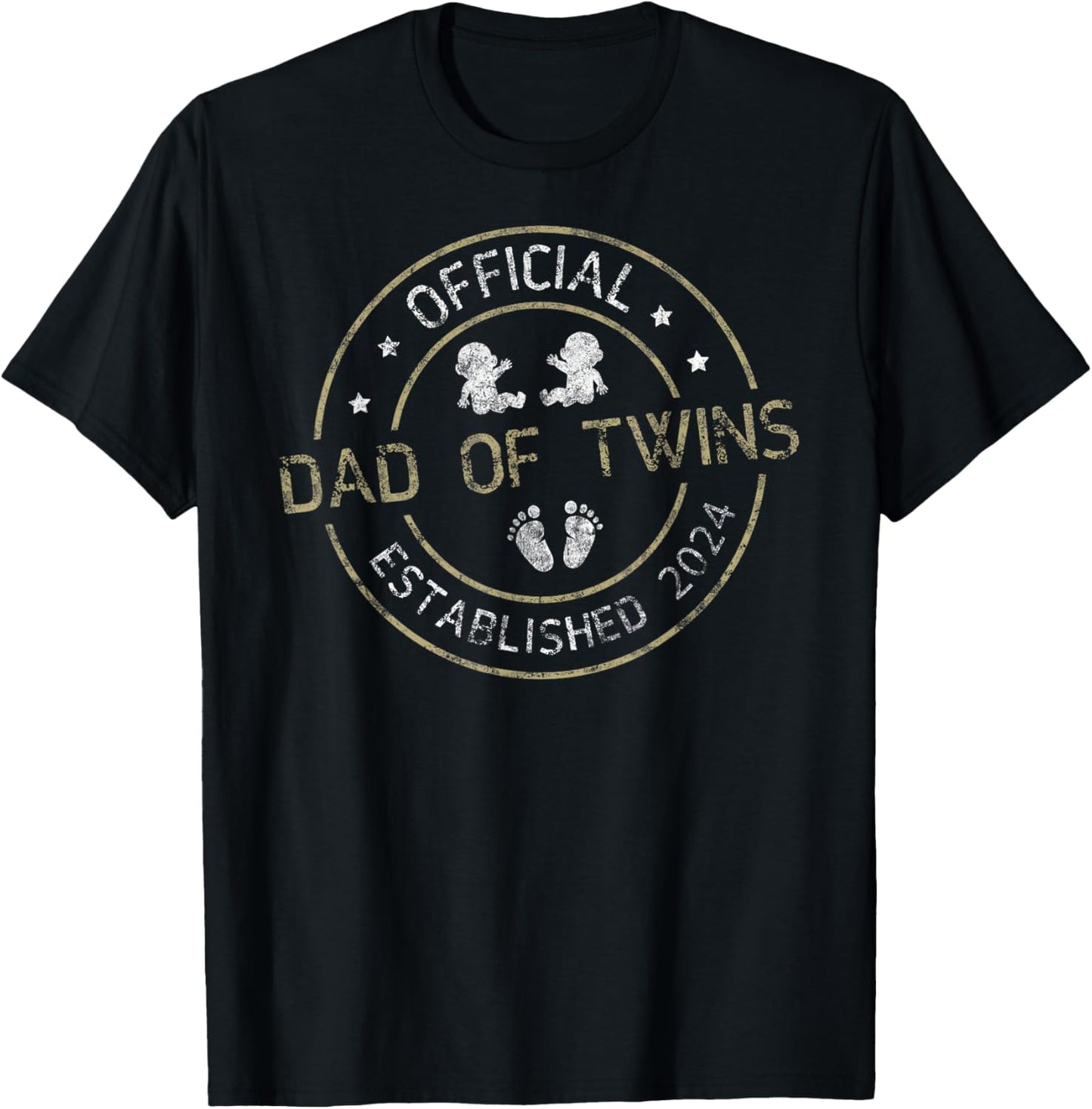 Official Dad of Twins 2024 Father's Day Father of Twins T-Shirt - T-Shirt | Black