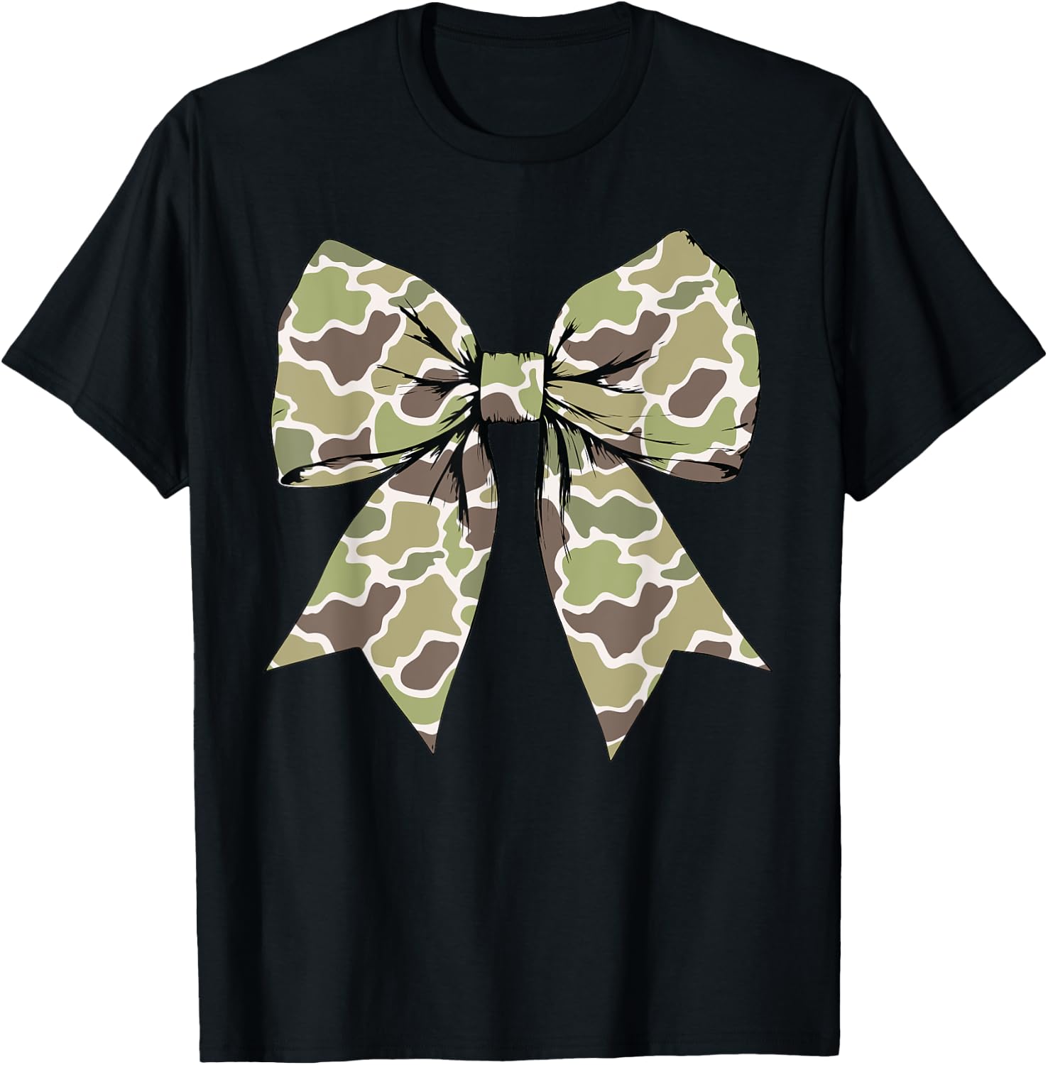 Camo Coquette Bow Women Girls Kids T-Shirt - T-Shirt | Black