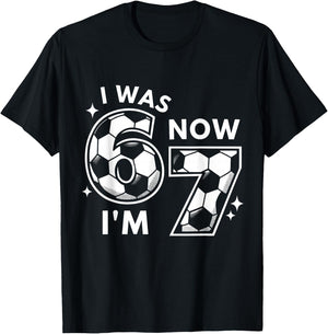 6 7 Birthday Boy 7 Years Old I was 6 Now I'm 7 67 Kids T-Shirt - T-Shirt | Black